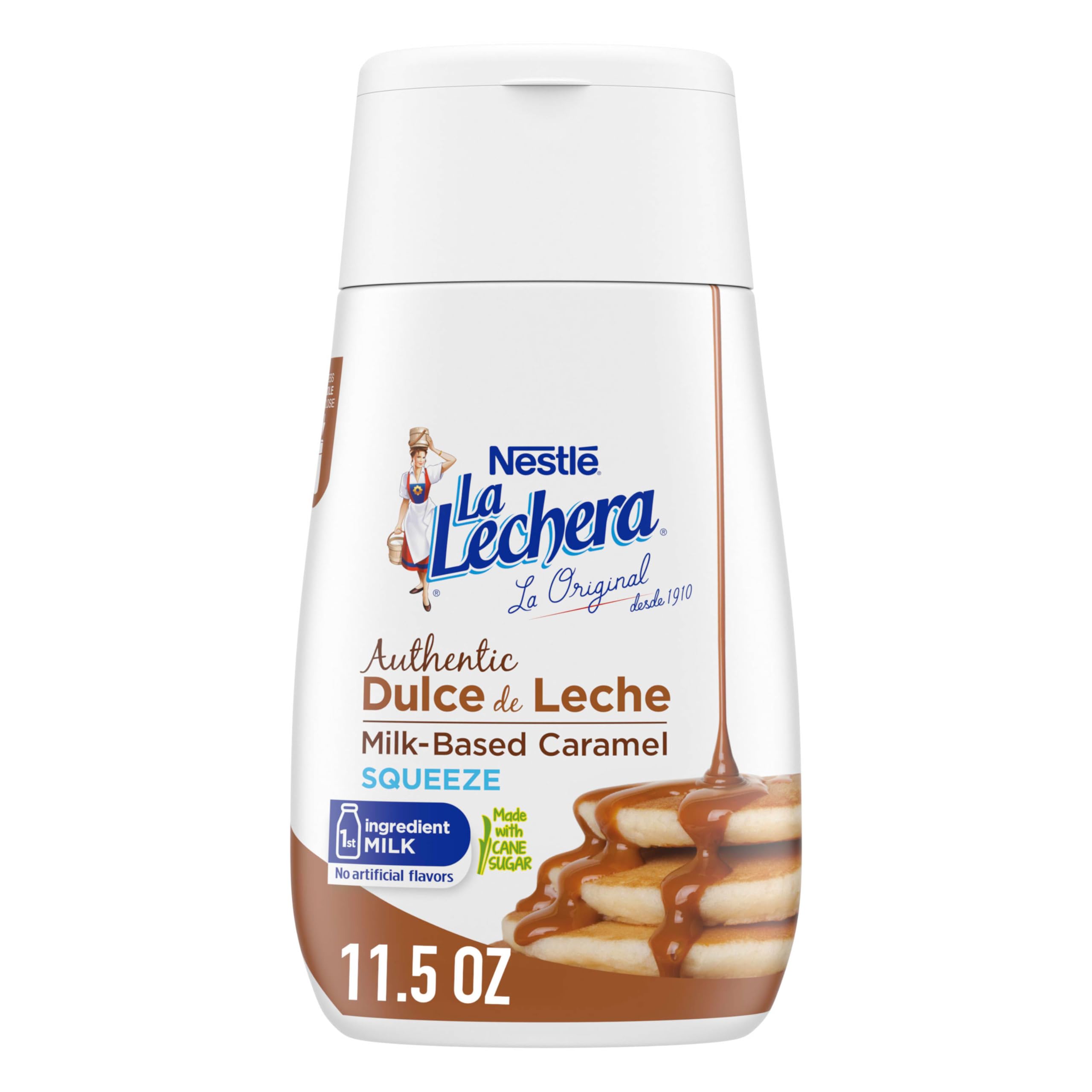Nestlé La Lechera Dulce De Leche Caramel Sauce - Sweetened Condensed Milk Based, 11.5 oz Squeeze Bottle - Perfect for Desserts, Coffee, Pancakes & Baking