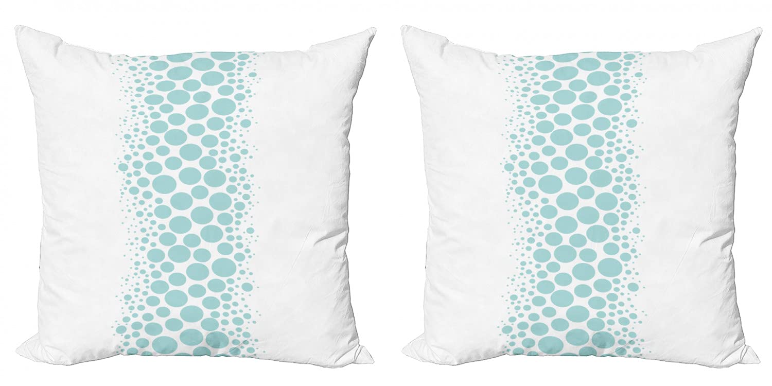 Ambesonne Under The Sea Decorative Throw Pillow Covers Set of 2 - Ocean Themed Geometric Bubble Print Square Cushion Covers 18x18 Inch - Sky Blue & White for Sofa, Bed, Living Room Decor | Perfect for Beach House, Coastal Decor & Nautical Theme Bedrooms