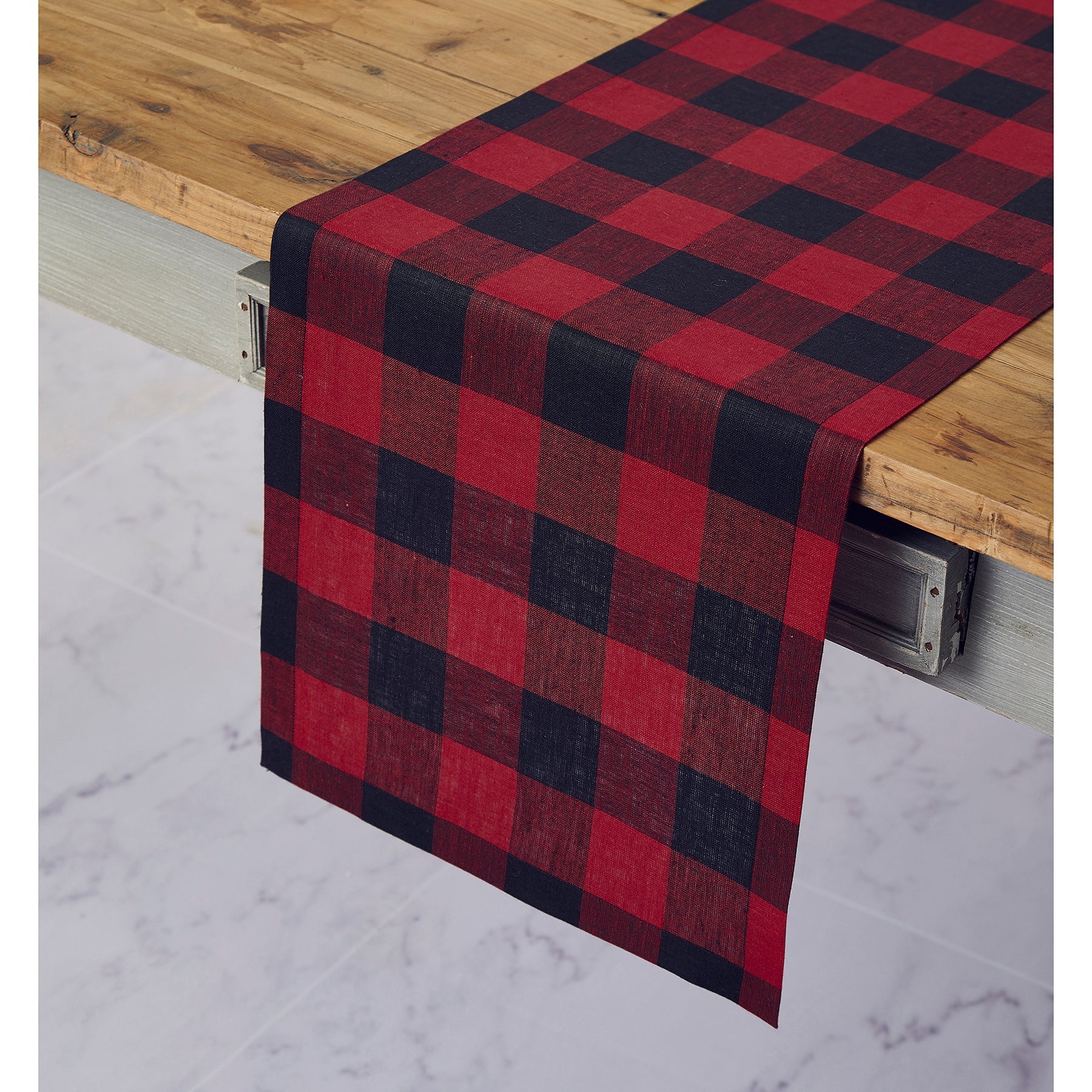 Buffalo Check Table Runner - Red and Black Plaid Cotton Table Decor for Farmhouse, Rustic & Holiday Dining - Perfect for Christmas, Thanksgiving & Everyday Use