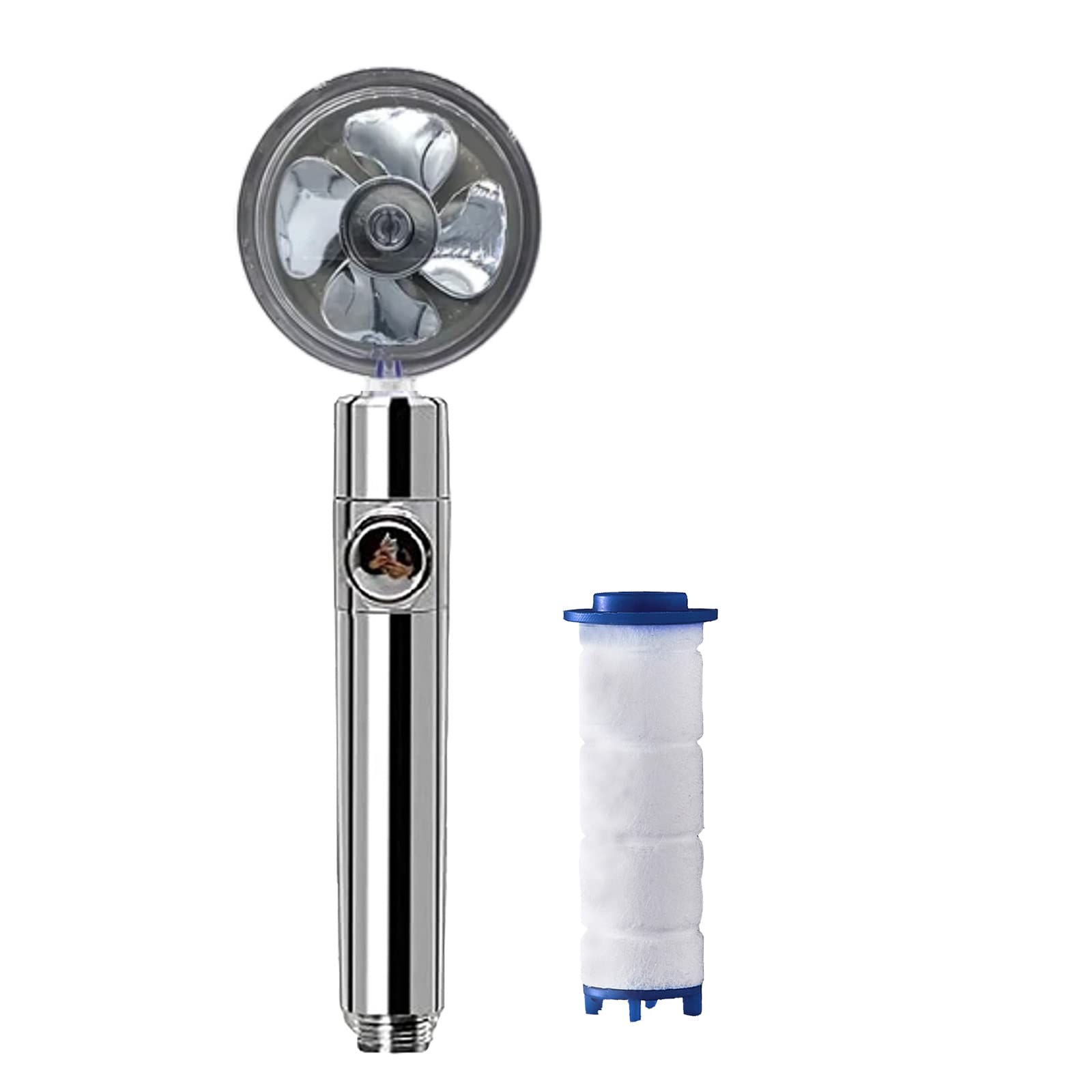 Hydro Shower Jet Head - High Pressure Turbo Propeller Shower Head with 360° Rotation | Water Saving & Strong Flow | Includes 1 Filter & Extension | Easy Installation (Silver) | Perfect for Spa-Like Bathroom Experience & Water Conservation