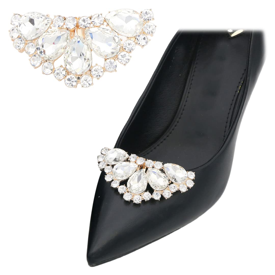 2 Pairs Detachable Rhinestone Shoe Clips - Elegant Metal Buckle Decor for Women's High Heels & Sandals | Perfect for Weddings, Parties and Special Occasions