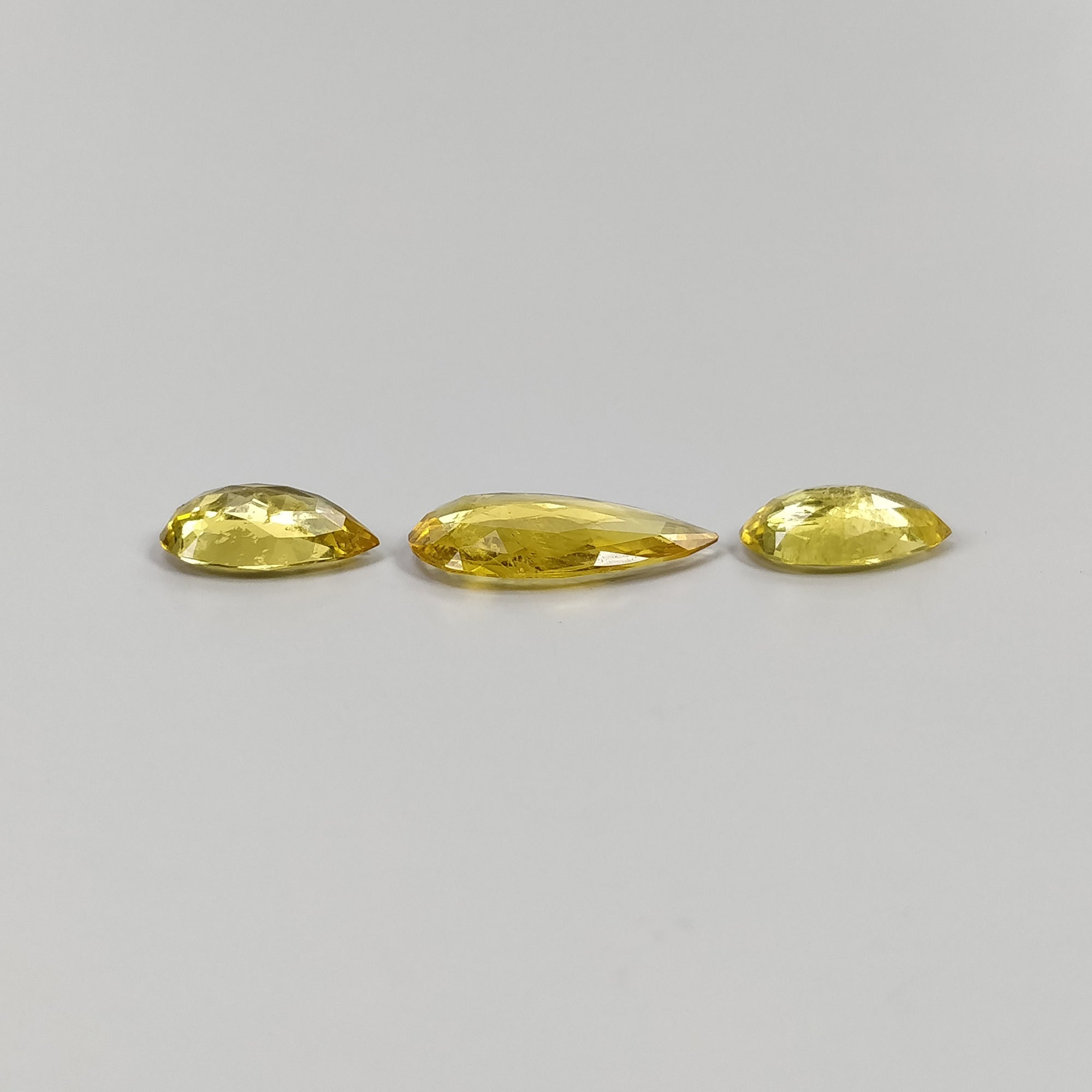 Natural Untreated Aquamarine Gemstone Rose Cut - 8.95cts Yellow Pear Shape (12.5x8mm & 18x11mm, 3pcs) | Handmade Jewelry Making, Engagement Rings & Unique Gift Ideas