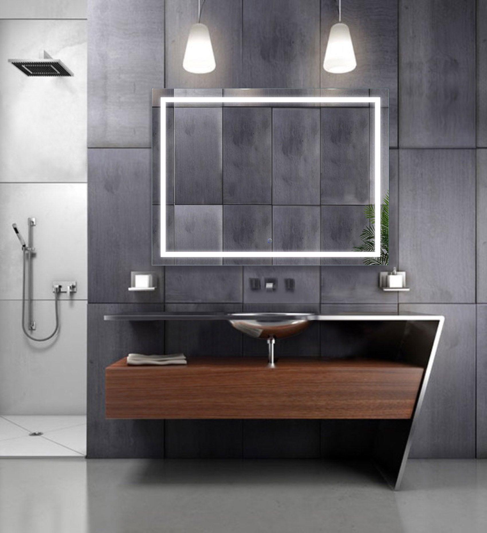 Krugg Icon 48x36 Inch LED Bathroom Mirror with Dimmable Lights - Perfect for Vanity, Makeup, and Modern Home Decor