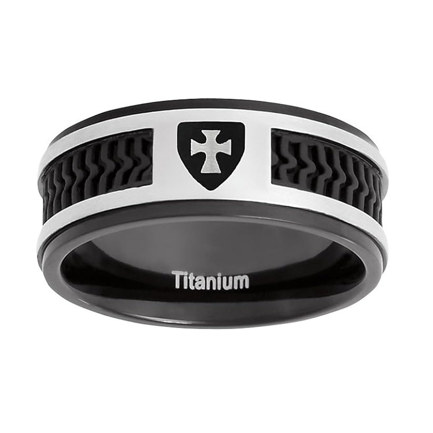 Titanium Black Cross Ring CTR Mormon LDS for Men Size 8-13