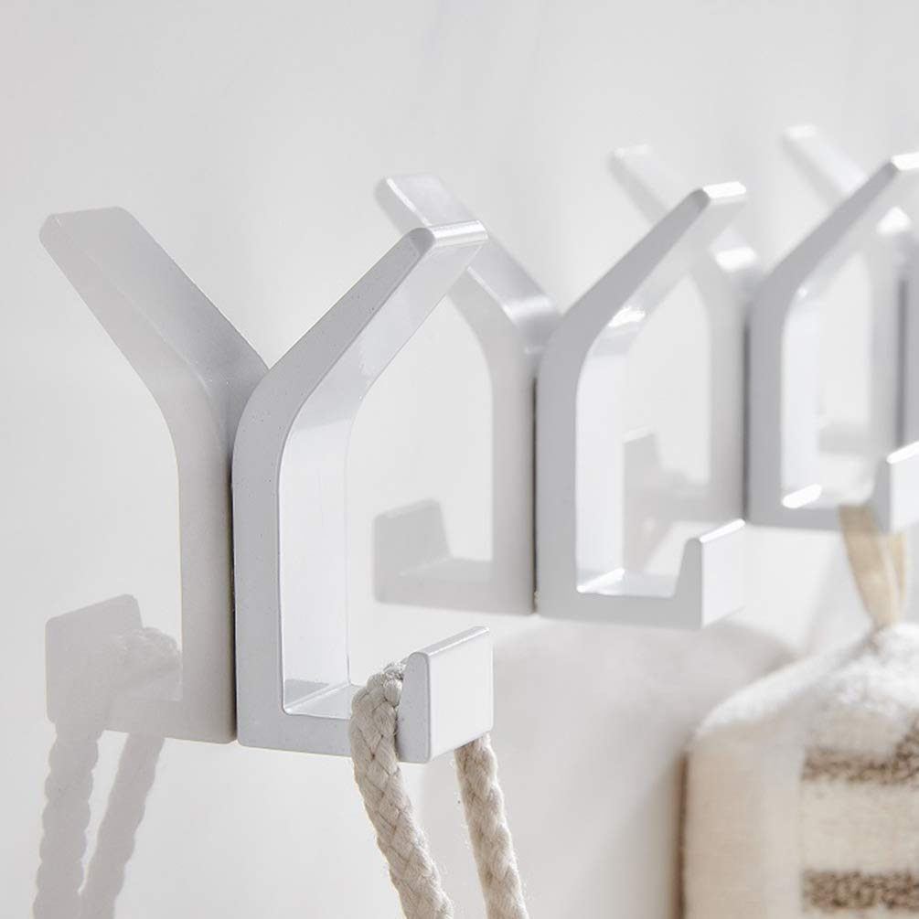 5PCS Aluminum Wall Hooks - Decorative Bathroom Towel Hooks & Key Hangers, White Wall Mount Hooks for Bathroom, Kitchen, Bedroom & Entryway Organization
