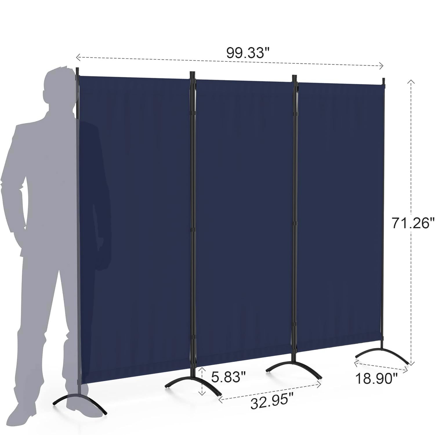 Morngardo 3-Panel Folding Room Divider Privacy Screen - Portable Partition for Home Office, Bedroom & Dorm Decor (Blue) | Perfect for Creating Private Spaces & Room Separation