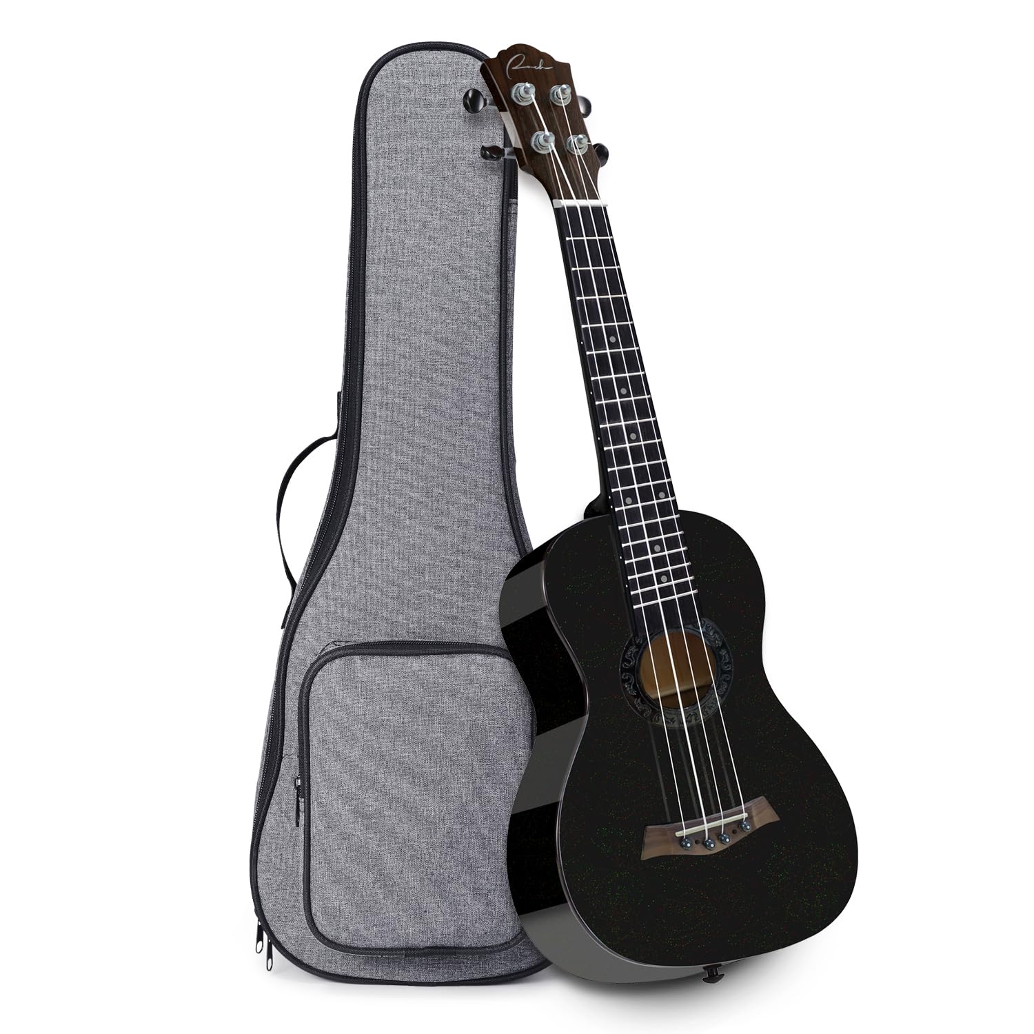 Professional 21 Inch Ranch Soprano Ukulele - Hawaiian Maple Wood Small Guitar with Glossy Finish & Gig Bag (Black) - Perfect for Beginners, Travel, Beach & Outdoor Performances