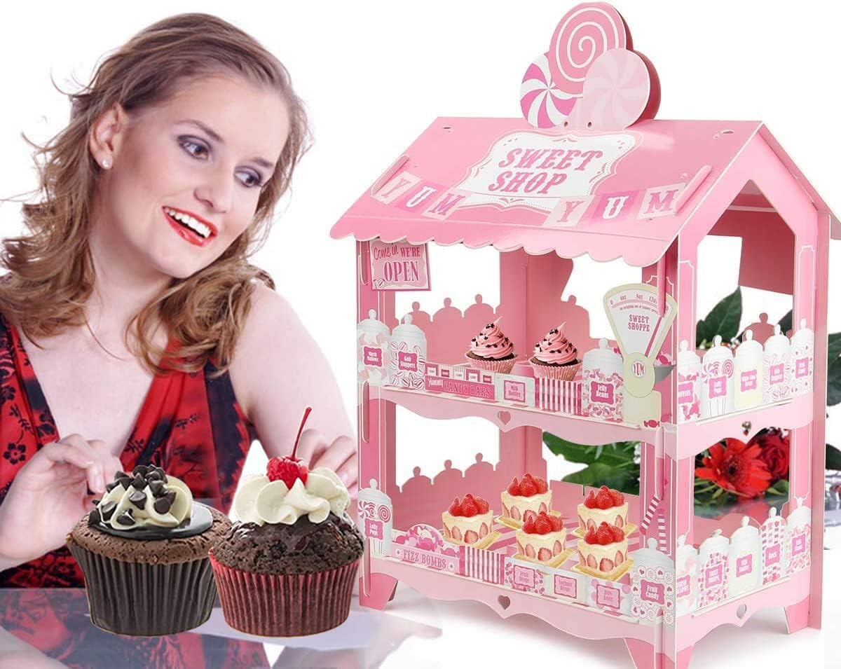 3-Tier Cupcake Stand for Parties - Elegant Cake Holder for Desserts, Ice Cream & Street Van Theme Decor - Perfect for Birthday, Wedding & Baby Shower Decorations