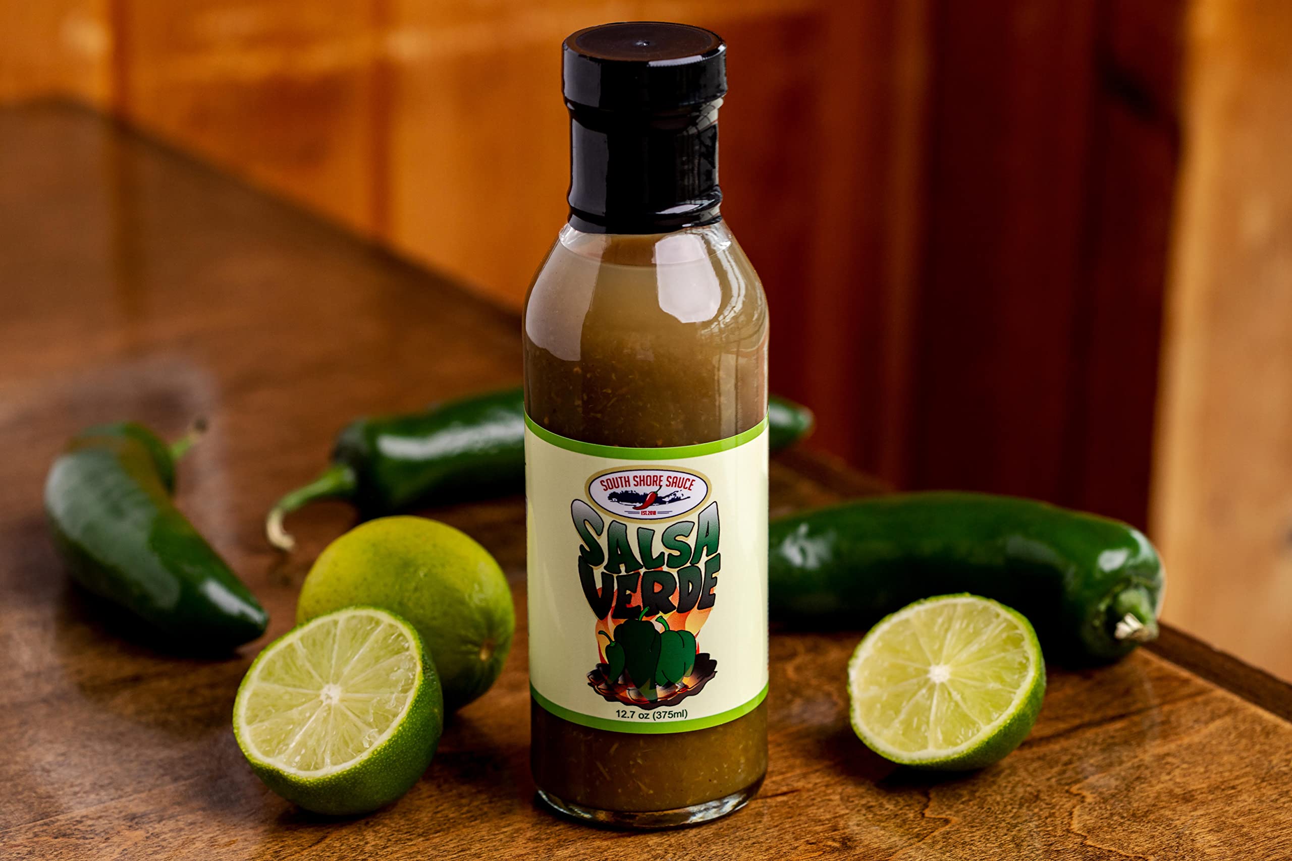 SOUTH SHORE SAUCE Gourmet Mild Spicy Salsa Verde with Jalapenos | Gluten Free Artisan Hot Sauce | Fresh Cooling Sweet Flavor | 12.7 Fl Oz Bottle | Perfect for Tacos, Nachos, Grilled Meats & Snacks