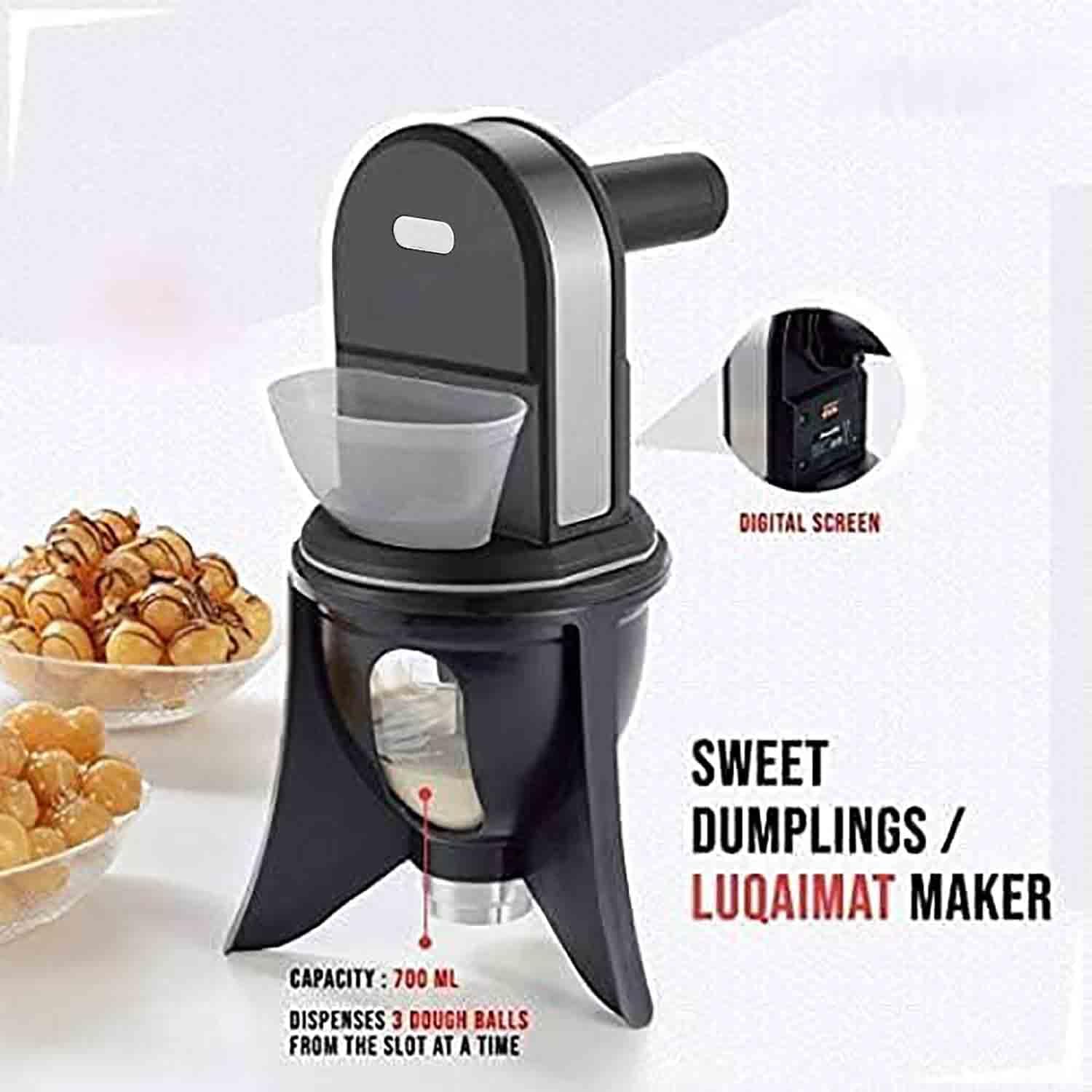 Edison Cordless Luqaimat Maker Machine - 800ml 1800mAh Battery-Powered Sweet & Meat Ball Maker for Kitchen - Perfect for Making Fish Balls, Rice Balls & Arabic Desserts - Ideal for Home Cooking & Party Food Preparation