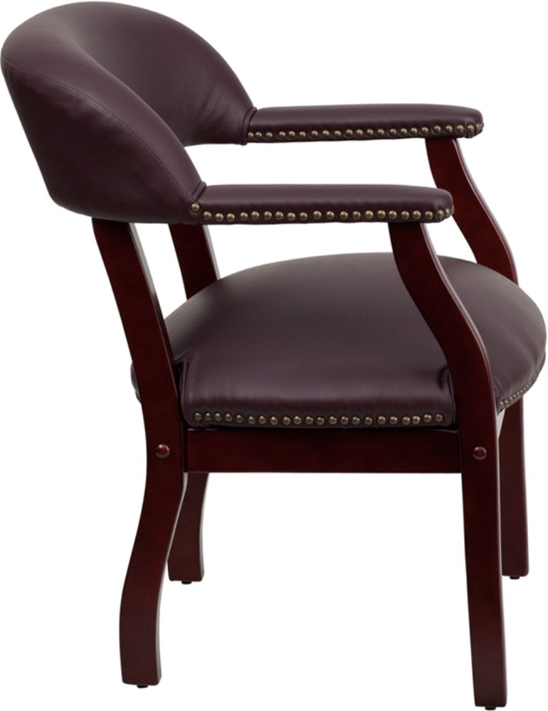 Flash Furniture Diamond Burgundy LeatherSoft Conference Chair with Accent Nail Trim - Ergonomic Office Chair for Executive Meetings & Home Office Workspace