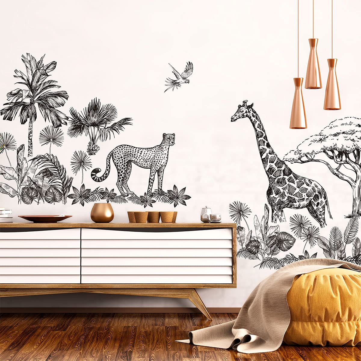 Kids Wall Decals - Savannah Animal Nursery Stickers for Baby Room Decor | Large Peel & Stick Wall Art (47