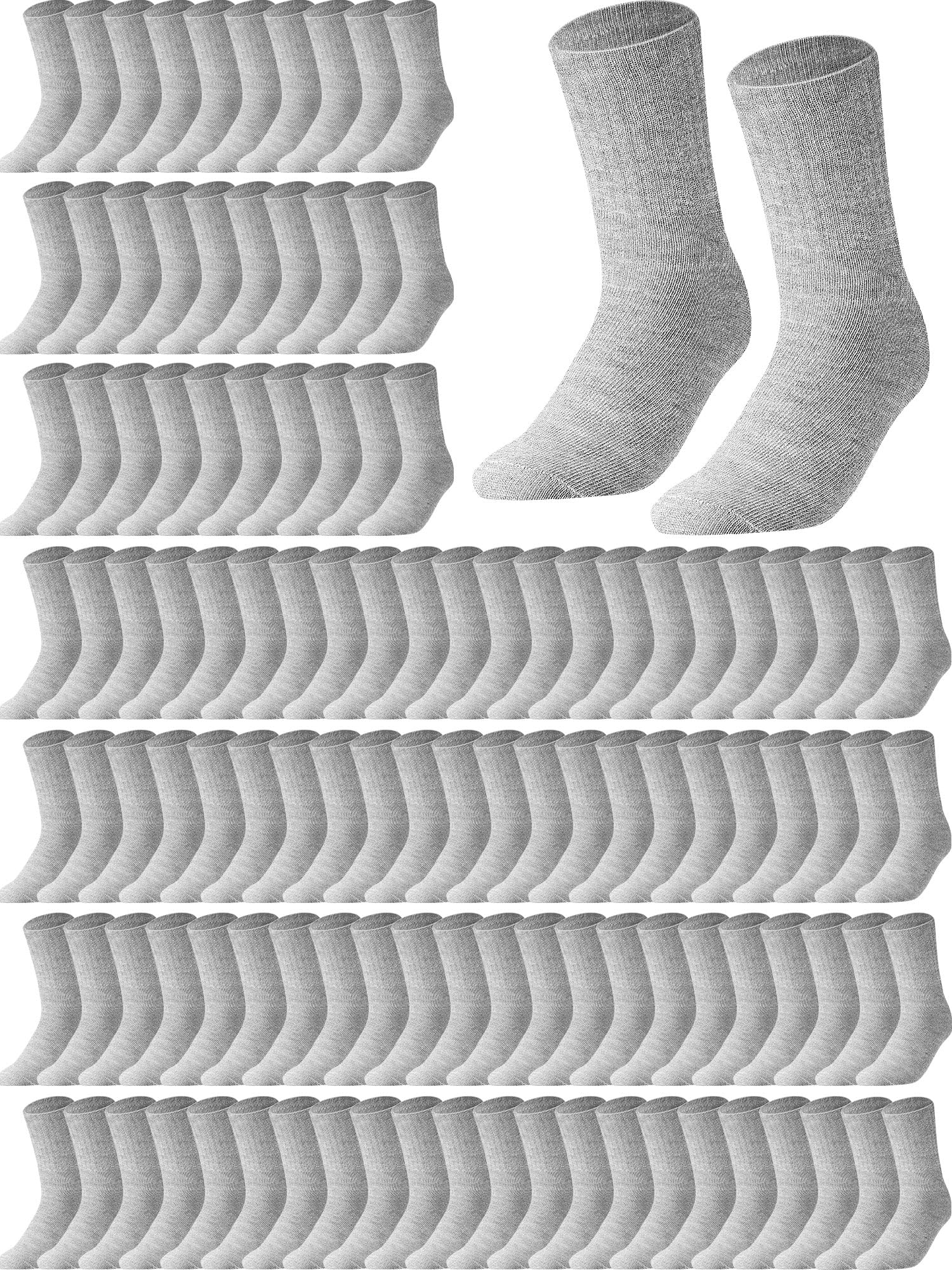 Haysandy 200 Pairs Bulk Unisex Crew Socks - Solid Color Athletic Casual Socks for Women, Men & Kids - Perfect for Sports, Daily Wear & Donation Drives