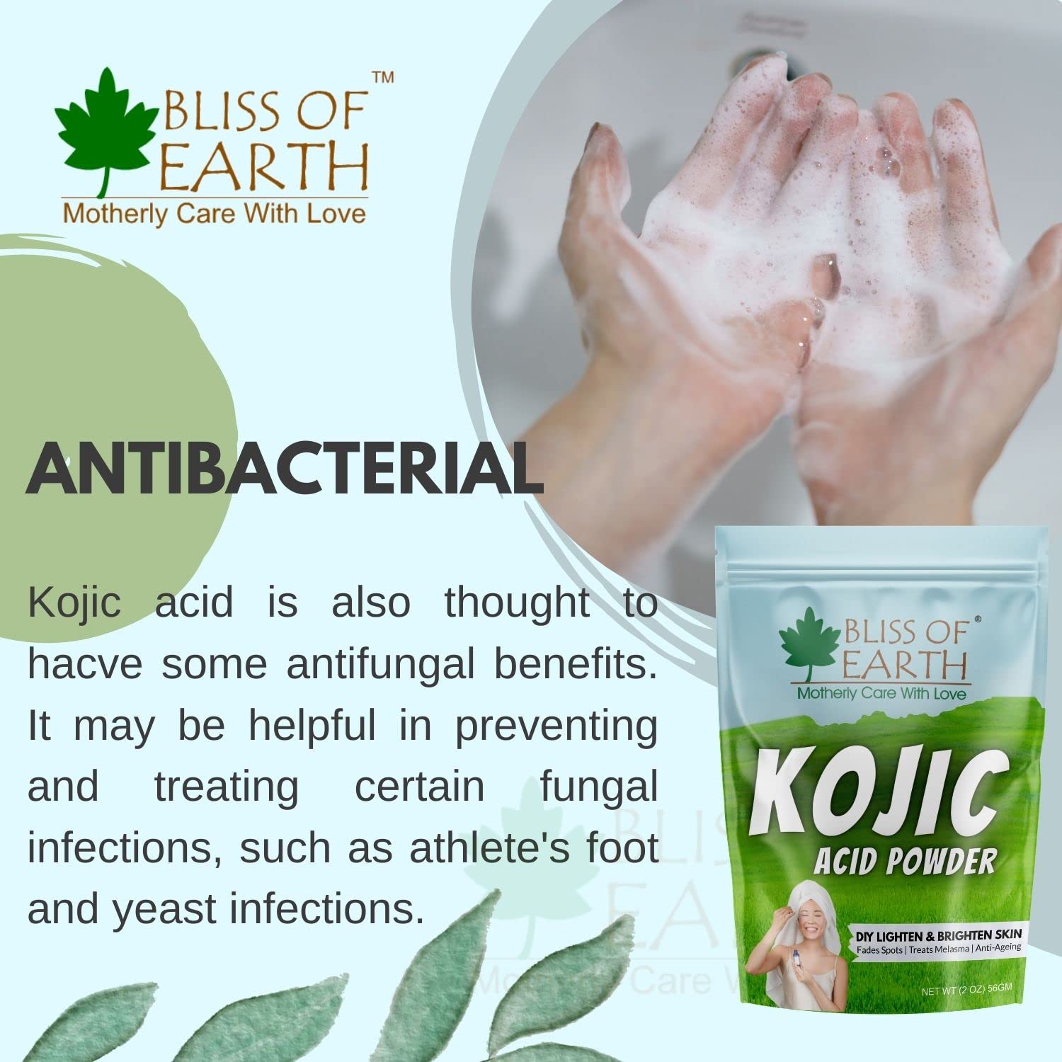 Bliss of Earth Korean Kojic Acid Dipalmitate Powder 56g - Skin Brightening, Soap Making & DIY Cosmetics - Natural Skin Whitening Solution for Even Tone & Dark Spot Reduction | Perfect for Homemade Soaps, Lotions & Skincare Products