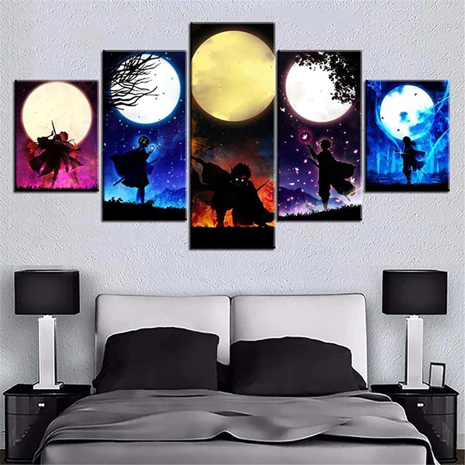 5 Panels Diamond Painting Kit - Cartoon Anime Moon Design, DIY Crystal Rhinestone Embroidery Cross Stitch Canvas for Adults | Home Office Wall Decor, Unique Gift for Art Lovers & Craft Enthusiasts | Perfect for Stress Relief, Mindfulness Practice & Creative Home Decoration