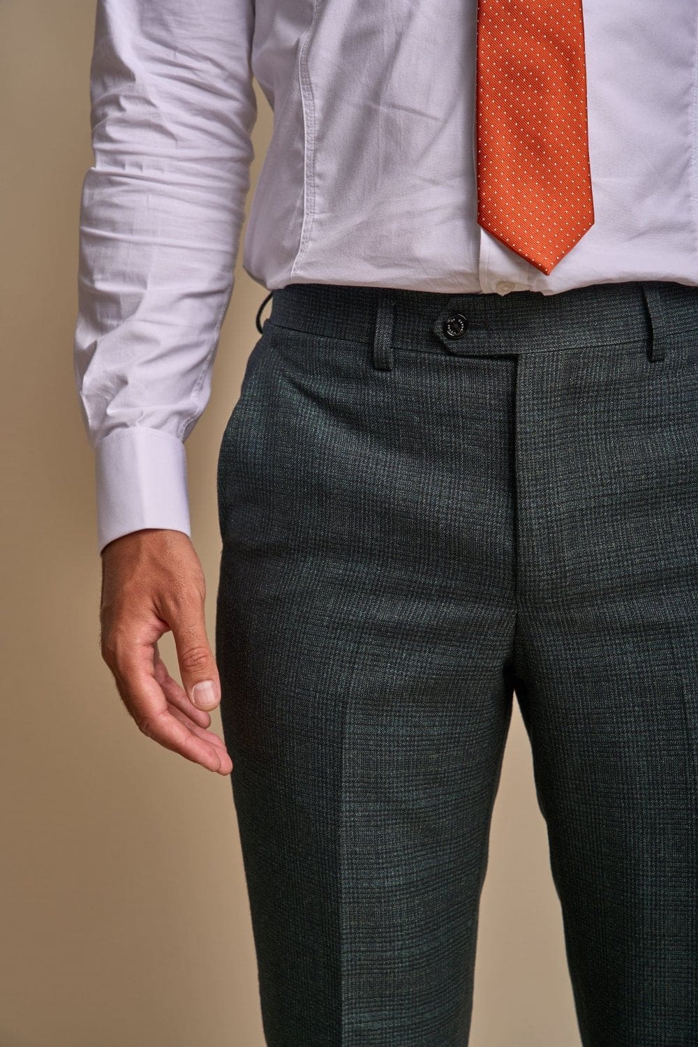 Cavani Caridi Men's Slim Fit Olive Green Dress Pants for Office, Business & Formal Occasions