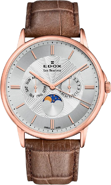Edox Les Bemonts Multifunction Moonphase Watch 40002 37R AIR - Luxury Swiss Timepiece for Men, Moon Phase & Date Display - Perfect for Business, Formal Events & Collectors
