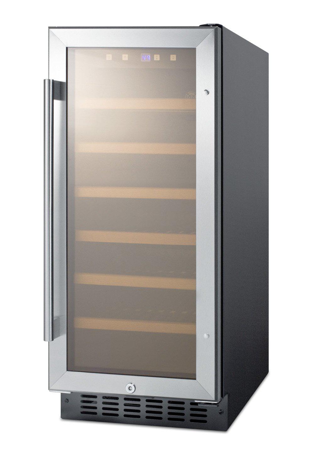 SUMMIT 15-Inch Built-In 33 Bottle Wine Cooler Refrigerator (SWC1535B) - Perfect for Kitchen, Bar, or Dining Room Wine Storage