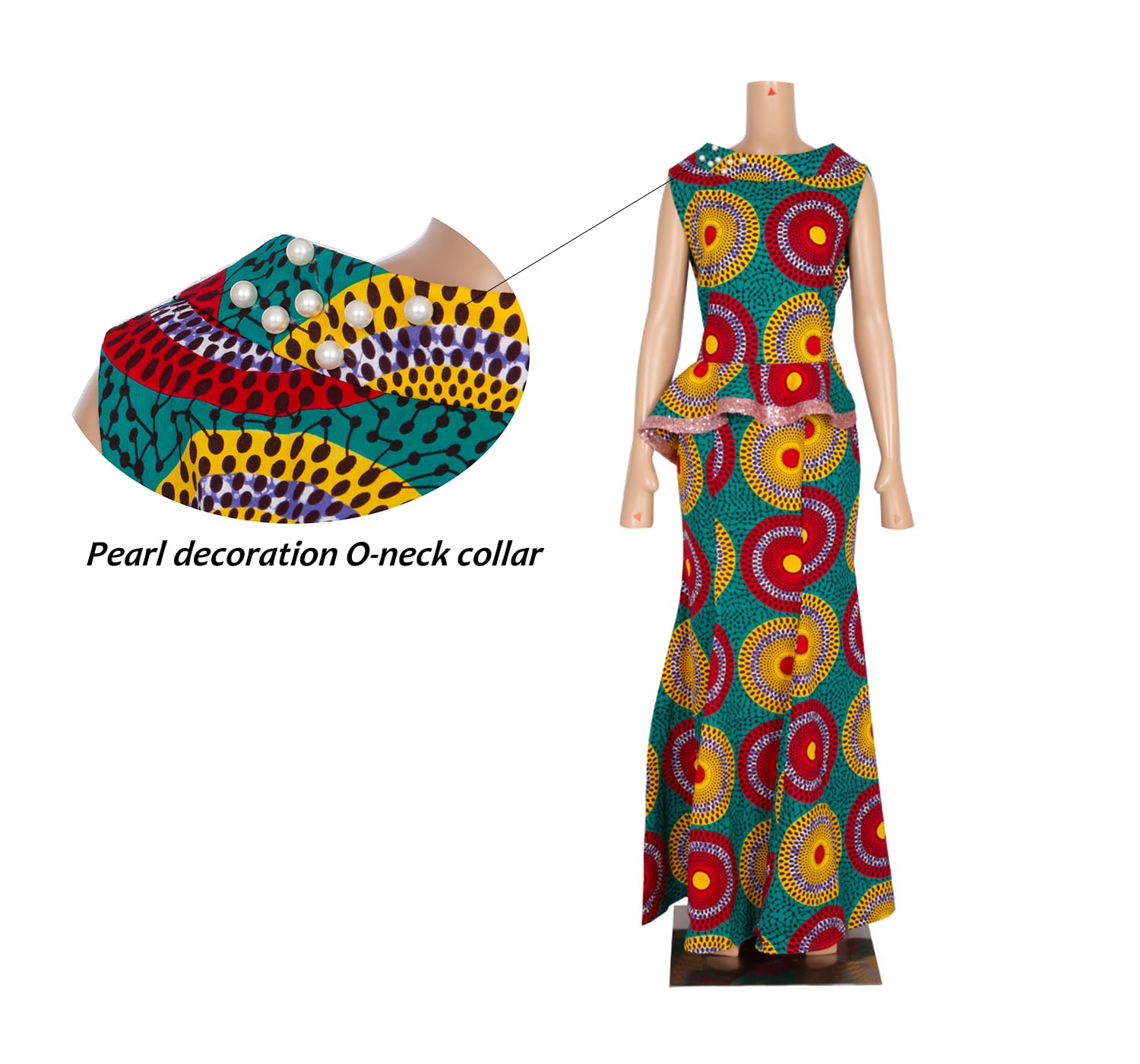 BAZINRICHE African Print Dress for Women - Sleeveless Long Maxi Dress with Vibrant Patterns, Casual & Party Wear for Summer, Beach, Weddings & Special Occasions