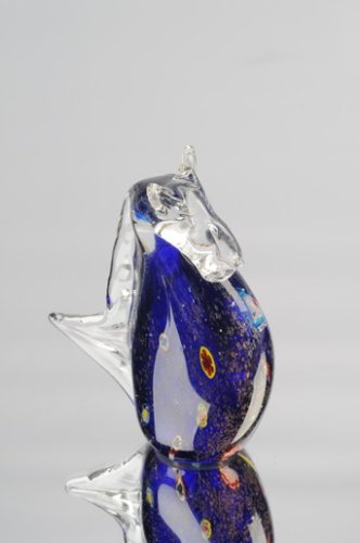 Handcrafted Glass Sapphire Millefiori Sculpture - Elegant Art Decor for Kitchen, Dining Room, or Office | Unique M Design Art Piece for Home & Gifts