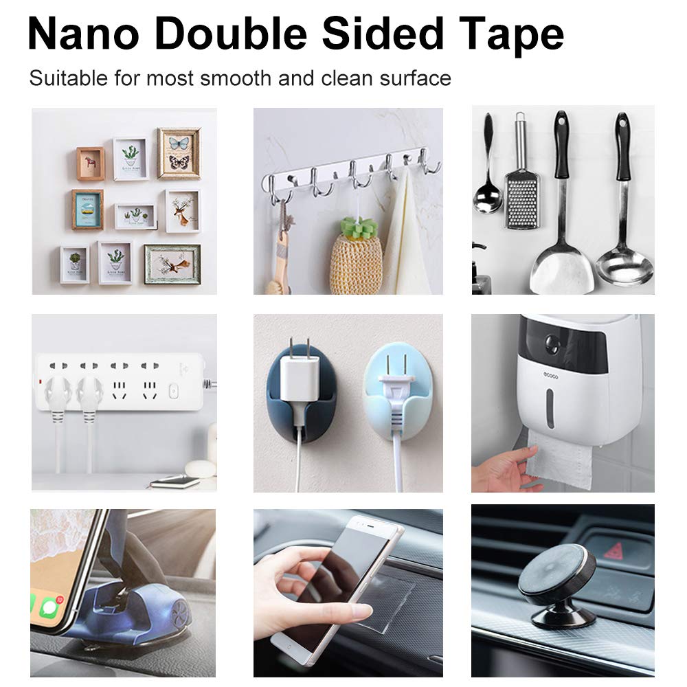iToolsTech Heavy Duty Double Sided Tape - 2 Pack (33FT Total) Removable Washable Nano Gel Adhesive for Photo Frames, Carpets, Wall Mounting & Home Decor - Strong Clear Sticky Mounting Tape for Secure Hold