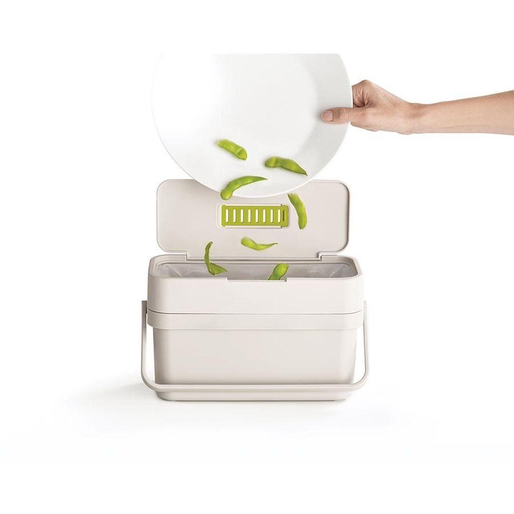 Joseph Joseph Compo Kitchen Compost Bin - 1.3 Gallon White Countertop Compost Pail for Organic Waste - Perfect for Eco-Friendly Homes, Small Kitchens & Sustainable Living
