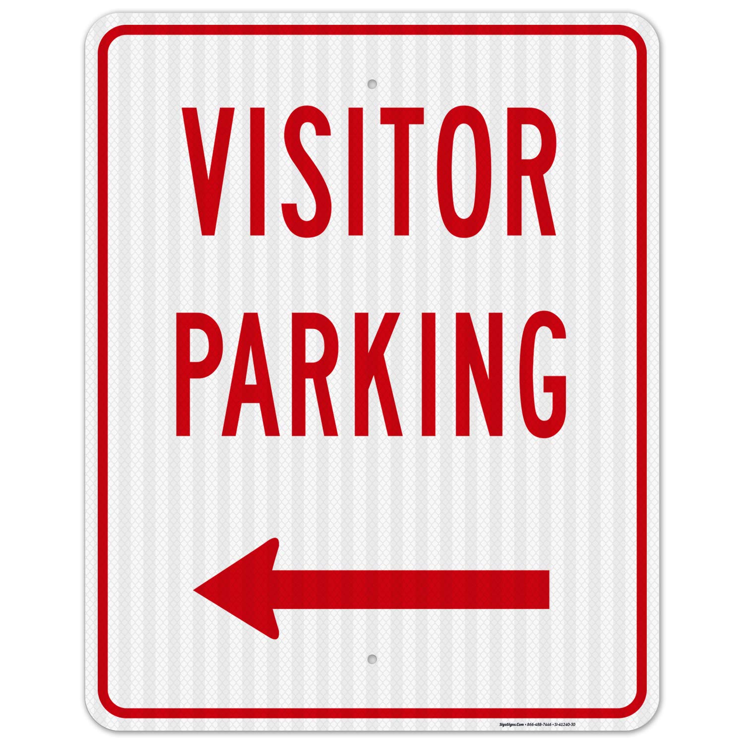 Left Side Visitor Parking Sign - 24x30 Inches, 3M EGP Reflective .080 Aluminum, Fade Resistant, Easy Mounting for Indoor/Outdoor Use - Made in USA - Perfect for Office Buildings, Schools & Residential Areas