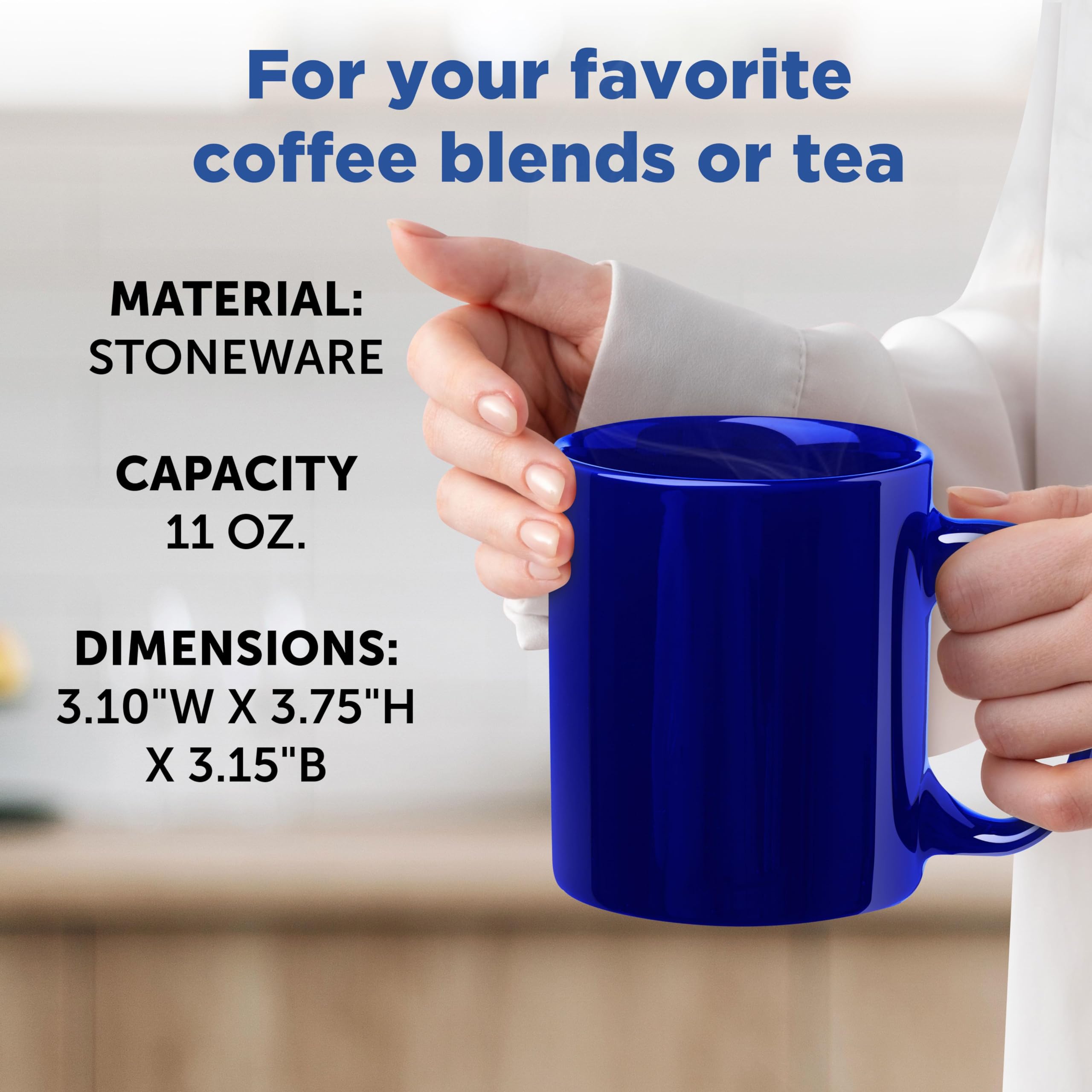Premium 11 oz Ceramic Coffee Mugs Set of 10 - Bulk Pack for Hot & Iced Coffee, Tea, Gaming - Durable Cobalt Blue Cups for Home, Office, Cafe Use