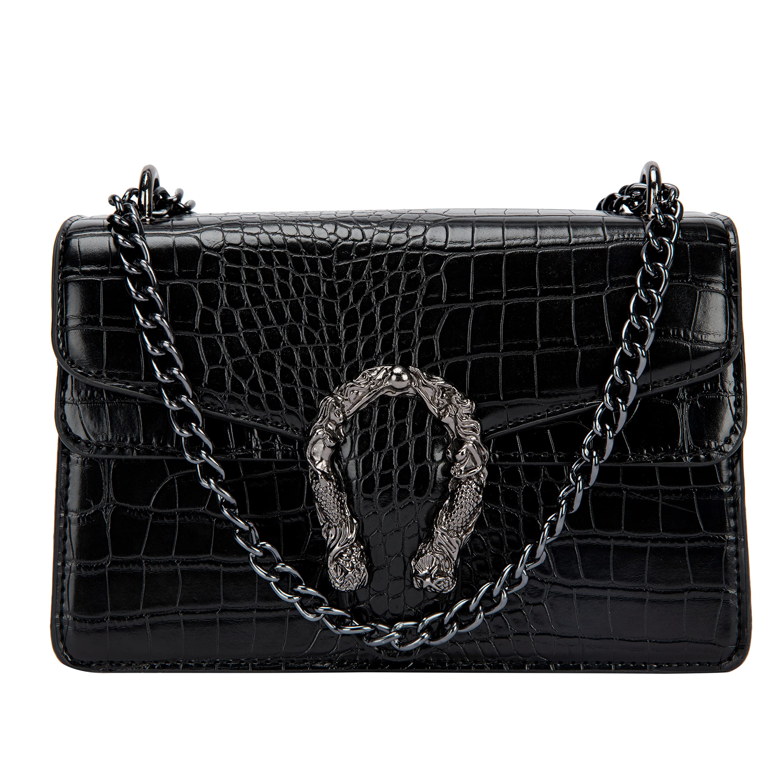 Stylish Women's Crossbody Bag & Satchel - Luxury PU Leather Snake Print Chain Purse for Everyday Use, Work, Travel & Night Out