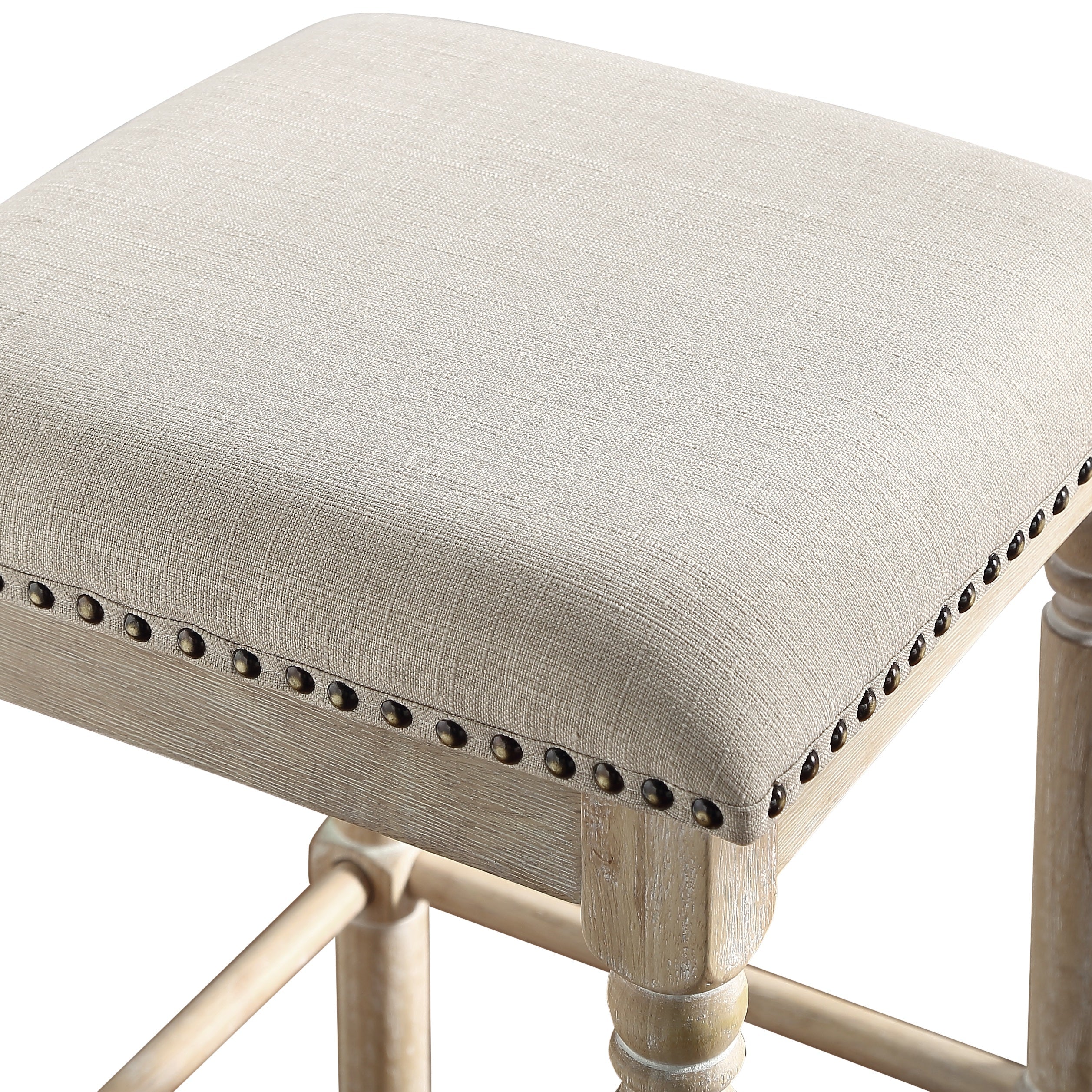 Roundhill Furniture Arnhem Wood Upholstered Bar Stools, Tan, Set of 2 - Modern Kitchen Counter Stools for Breakfast Nook, Bar & Home Decor