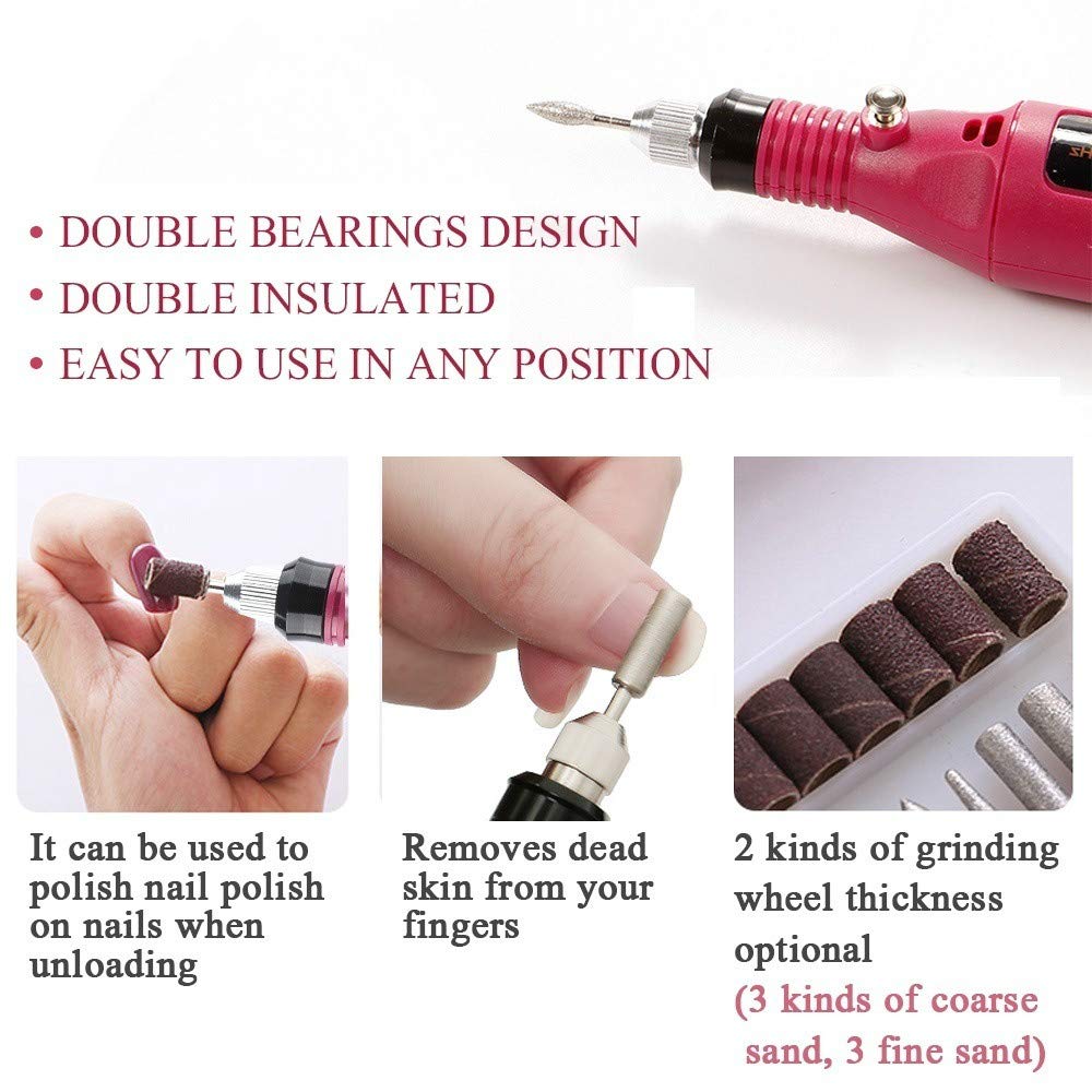 20000RPM Electric Nail Drill Machine Kit - Professional Variable Speed Manicure Pedicure Tool with Rotary Carver & Deep Drill Bits for Salon & Home Nail Art | Perfect for Acrylic, Gel, Dip Powder & Natural Nails