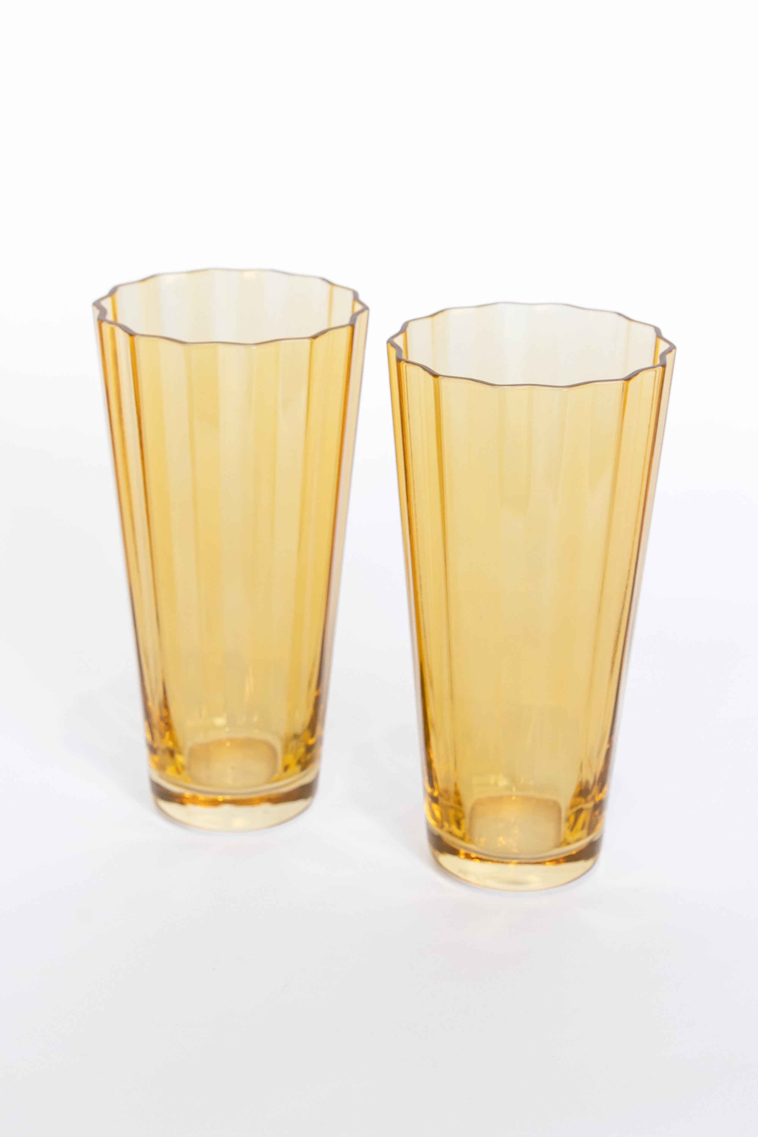 Estelle Colored Sunday Highball Glasses Set of 2 - Vibrant Yellow Cocktail Glasses for Whiskey, Iced Tea & Summer Drinks - Perfect for Home Bars, Parties & Gift Giving
