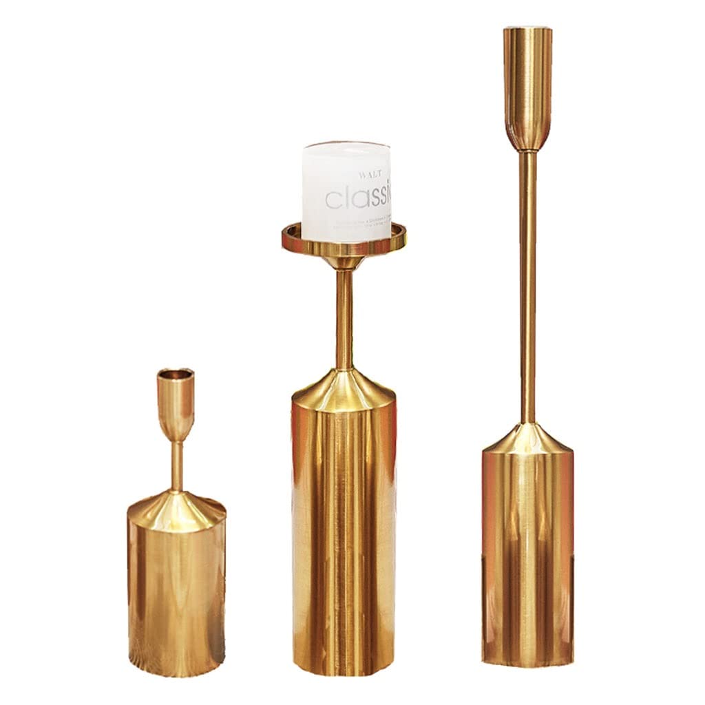 Li Na Home 6-Piece Metal Taper Candle Holders Set - Vintage Copper-Plated Gold Candlesticks for Table Decor, Wedding Centerpieces & Holiday Dining