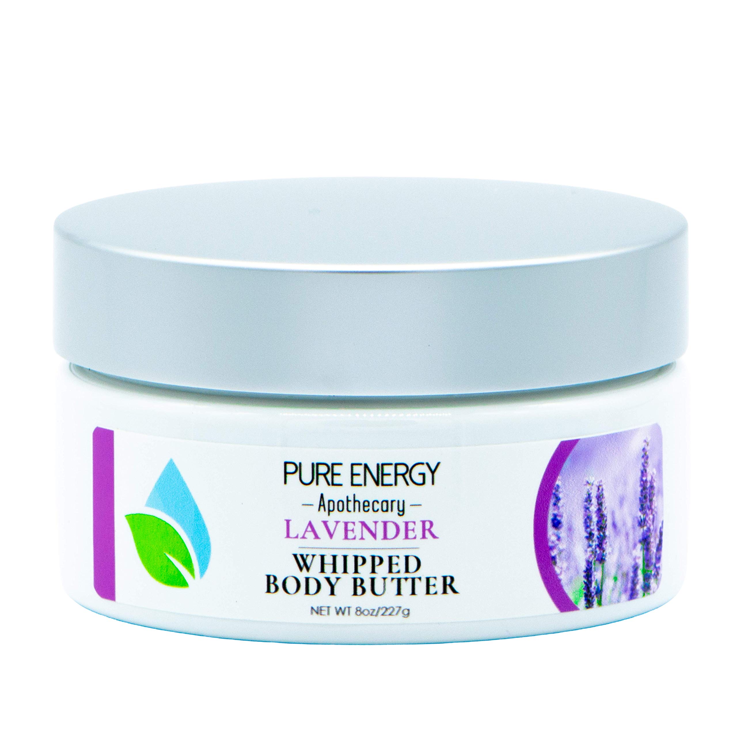 Pure Energy Apothecary Whipped Body Butter - Lavender Scented, 8 oz | Ultra-Moisturizing & Nourishing for Dry Skin | Perfect for Relaxation, Massage & Self-Care Routines