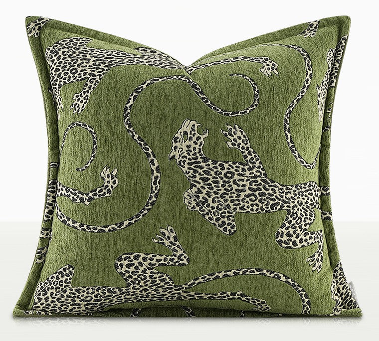 Modern Green Decorative Pillow Covers - Large Cheetah Print Sofa Pillow Cases for Couch, Abstract Throw Pillows for Living Room - Perfect for Home Decor, Accent Seating & Cozy Living Spaces