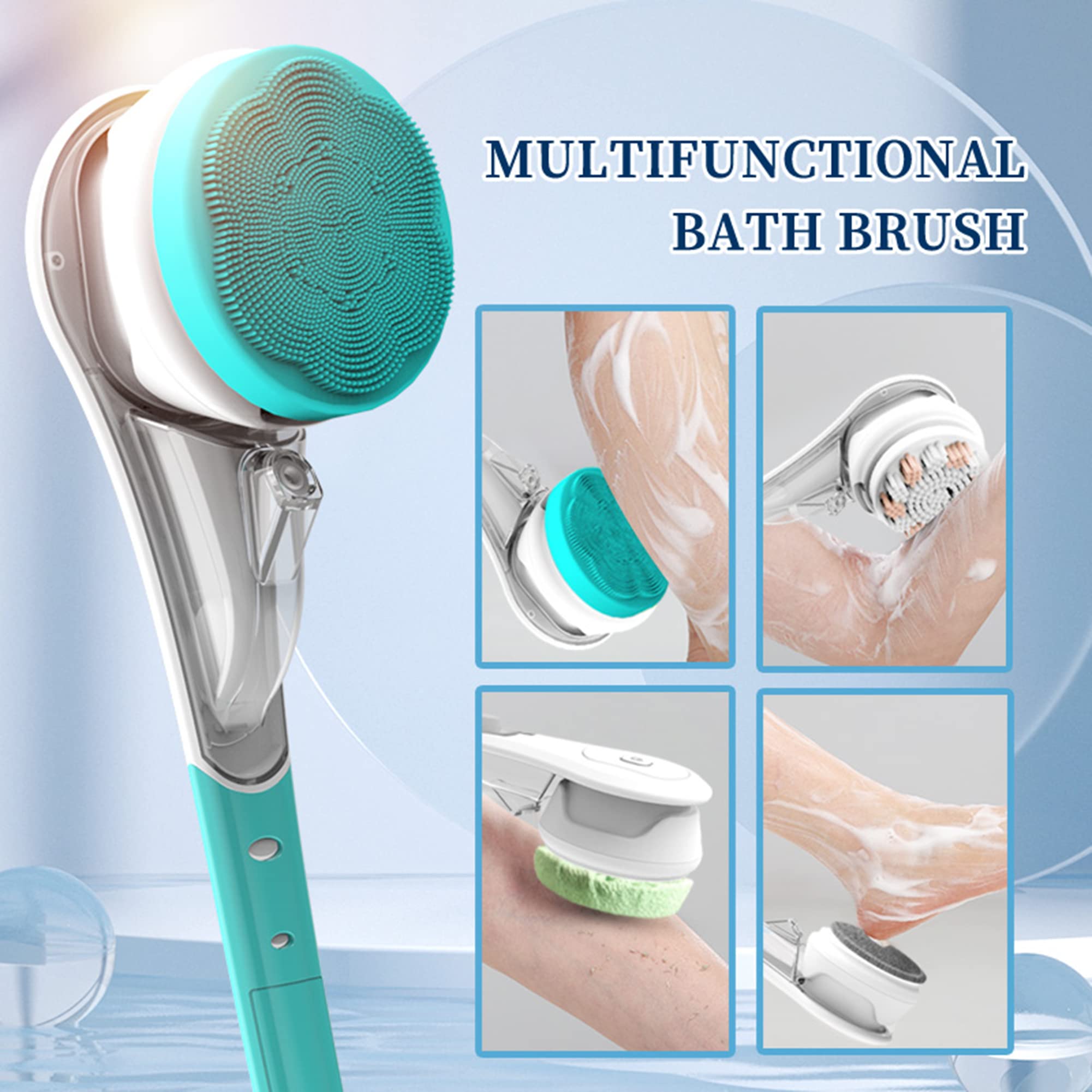 Electric Body Brush for Exfoliation & Massage - Rechargeable & Waterproof (Blue) | Perfect for Dry Brushing, Cellulite Reduction & Skin Renewal at Home or Spa