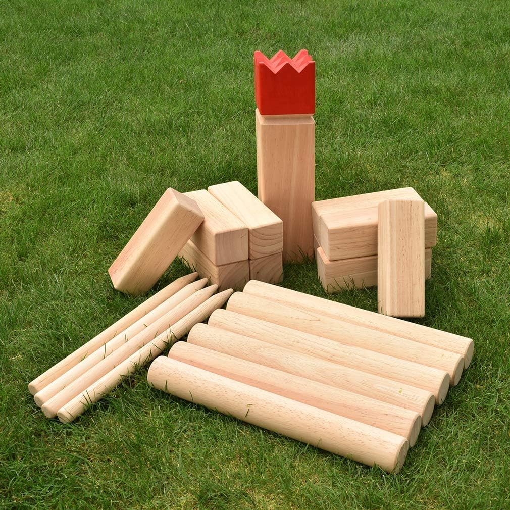 Premium Hardwood Kubb Yard Game Set - Outdoor Toss Game for Kids & Adults - Backyard, Lawn, Beach & Picnic Fun - Includes Carrying Bag - Viking-Inspired Family Entertainment