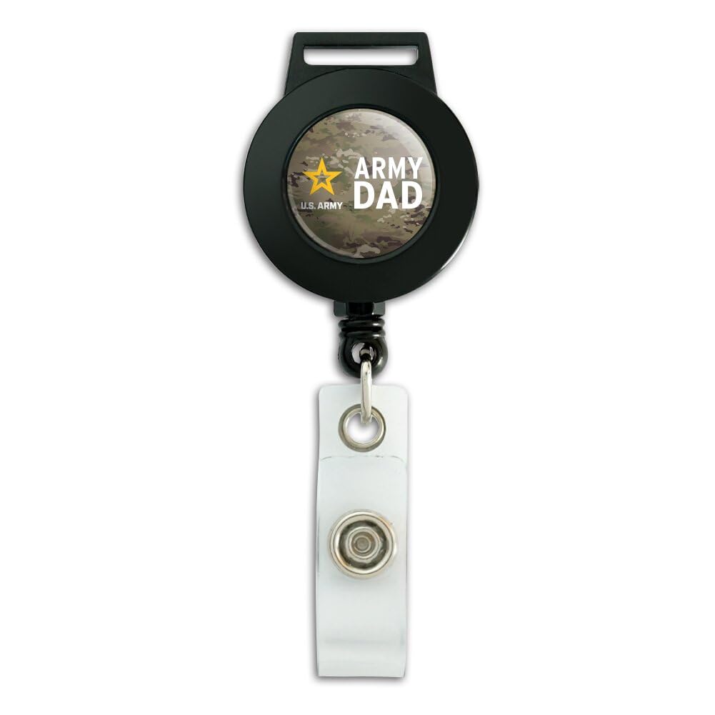 U.S. Army Dad Retractable ID Badge Holder with Lanyard - Perfect for Military Appreciation, Work Security & Everyday Use