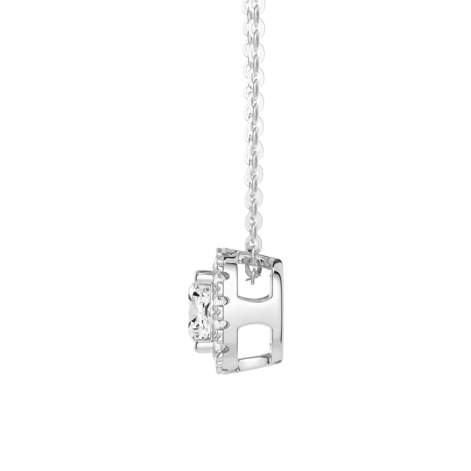 Exquisite Cushion Cut Pavé Moissanite Halo Pendant Necklace | 14K Gold Plated | Elegant Jewelry Gift for Women | Perfect for Weddings, Anniversaries & Special Occasions