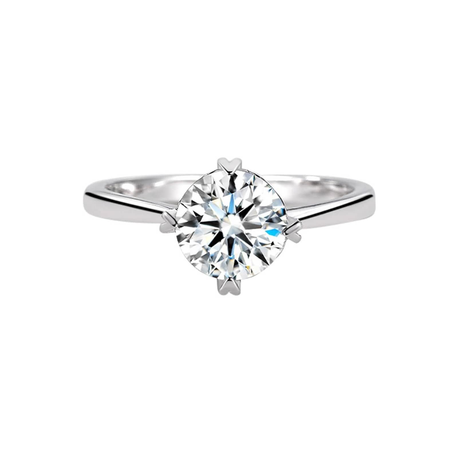 Women's Gold Rings - CZ Engagement Rings, Round Silver 4 Heart Claw Solitaire Ring, Vintage Wedding Rings for Her | Perfect for Proposals, Anniversaries & Special Occasions