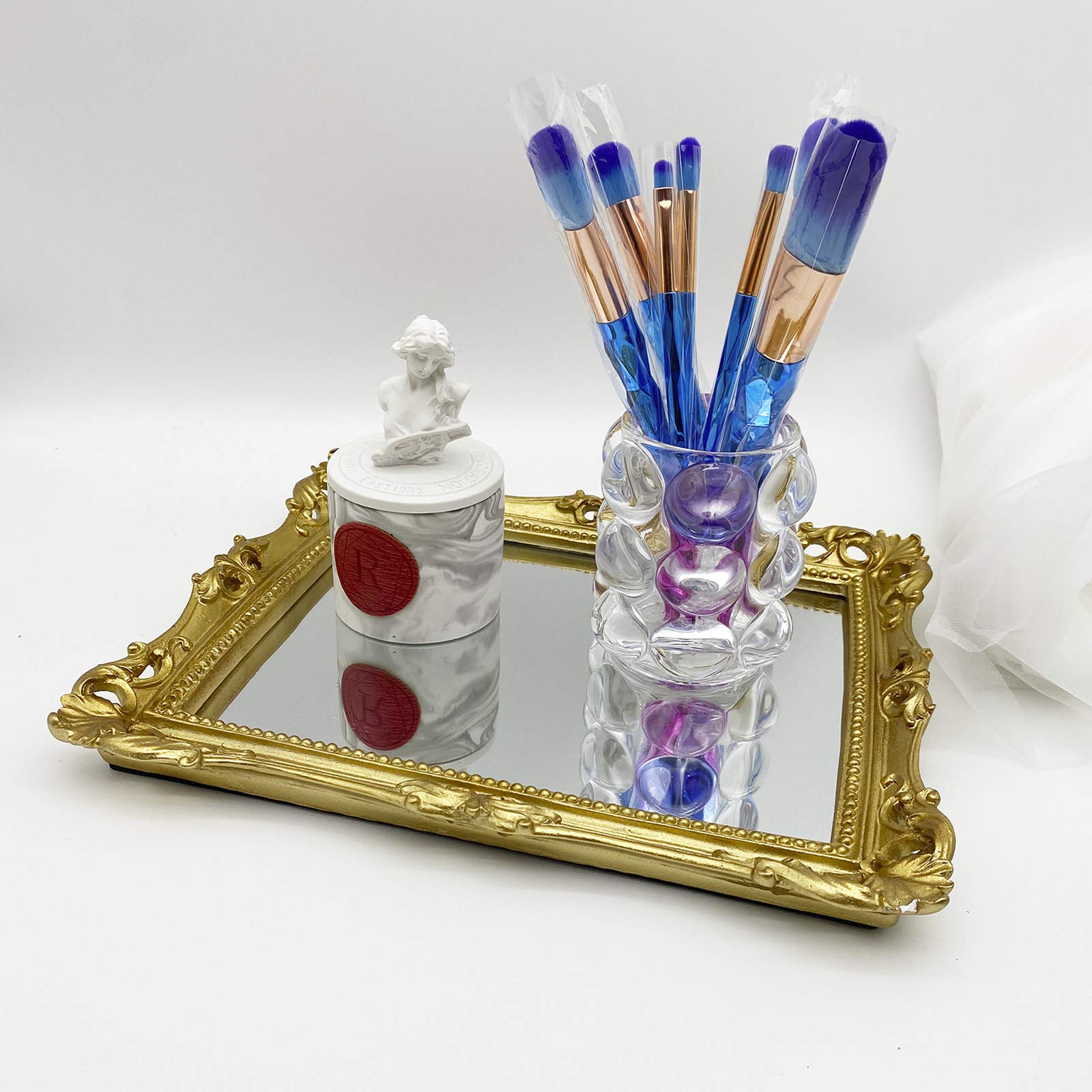Luxury Ornate Gold Baroque Frame Mirror - Elegant Small Rectangle Square Wall Mirror for Vanity, Makeup & Decor | Perfect for Bedroom, Bathroom & Dressing Room