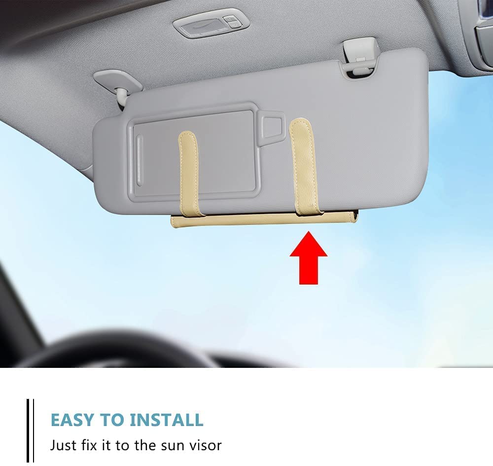 Detachi Car Tissue Holder - Sun Visor Napkin Organizer for Vehicles | Beige Auto Accessory | Perfect for Road Trips, Commuting & Family Travel