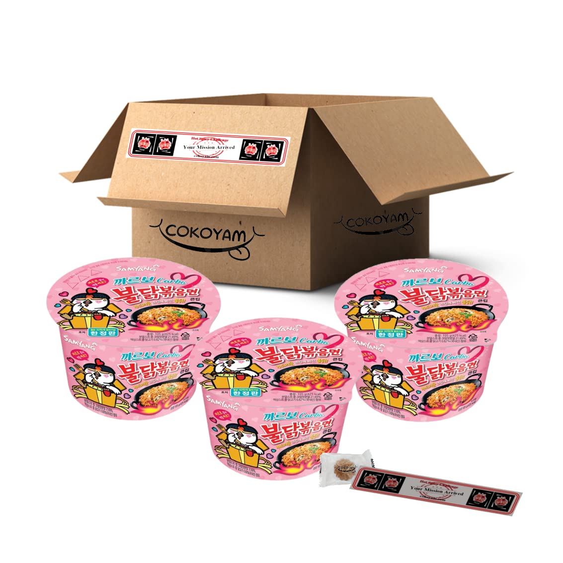 Samyang Carbo Spicy Chicken Fried Cup Noodles 105g (3-Pack) | Korean Instant Ramen | Hot & Spicy Flavor | Quick Meal for Office, Dorm & Late Night Snacks