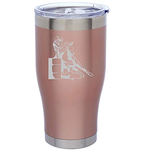 Rose Gold Double Wall Vacuum Insulated Stainless Steel Tumbler - 24oz Travel Mug for Women, Cowgirl & Barrel Racing Enthusiasts - Perfect for Coffee, Tea & Cold Drinks On-The-Go
