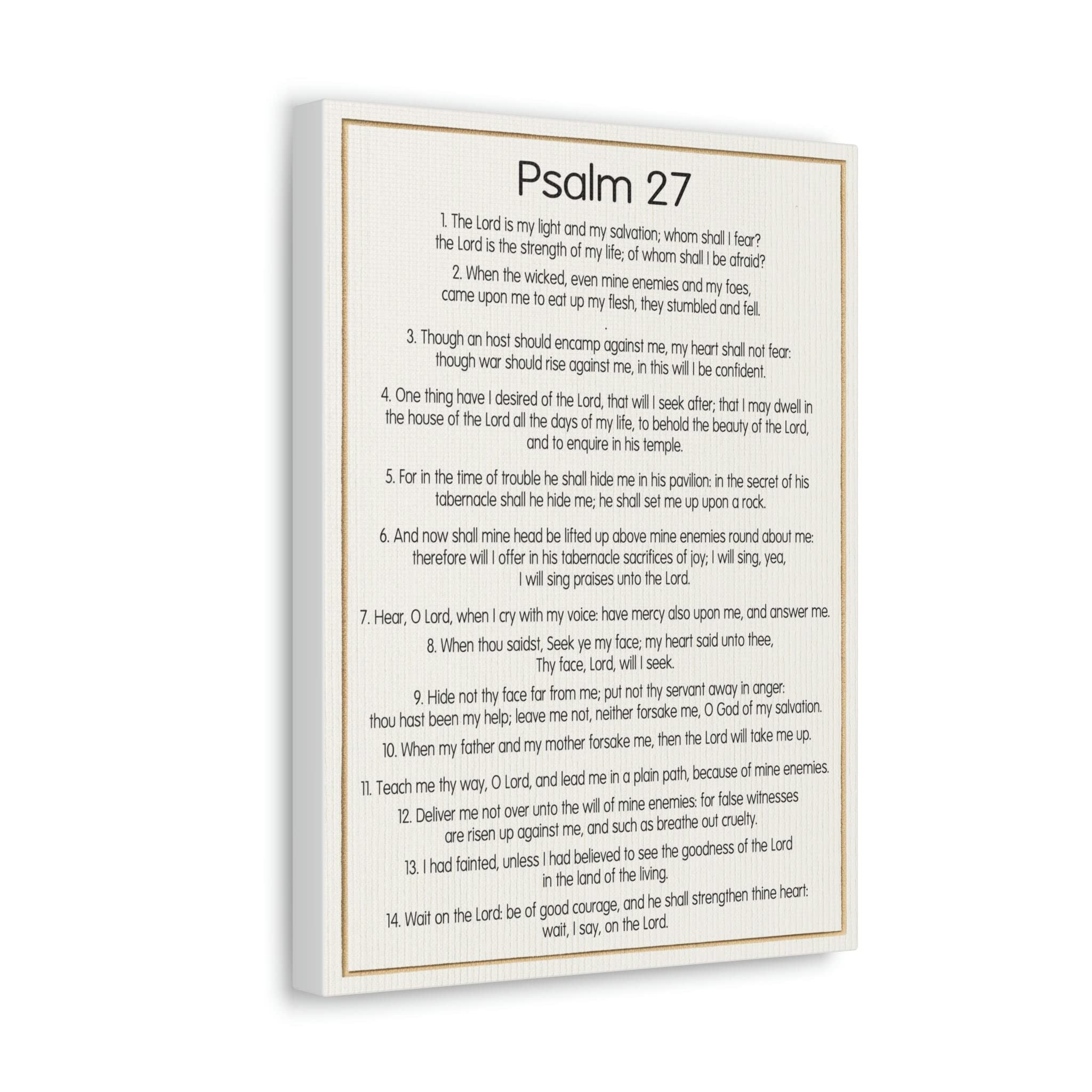 Bible Verse Canvas Art - Psalm 27 Fearless Trust in God - Christian Wall Decor for Home, Office & Church - Inspirational Scripture Gift for Faith & Encouragement