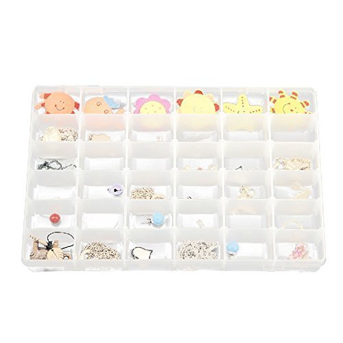 36 Grids Clear Plastic Jewelry Box Organizer - Removable Dividers Storage Container for Earrings, Rings & Necklaces - Perfect for Travel, Home & Gift Packaging