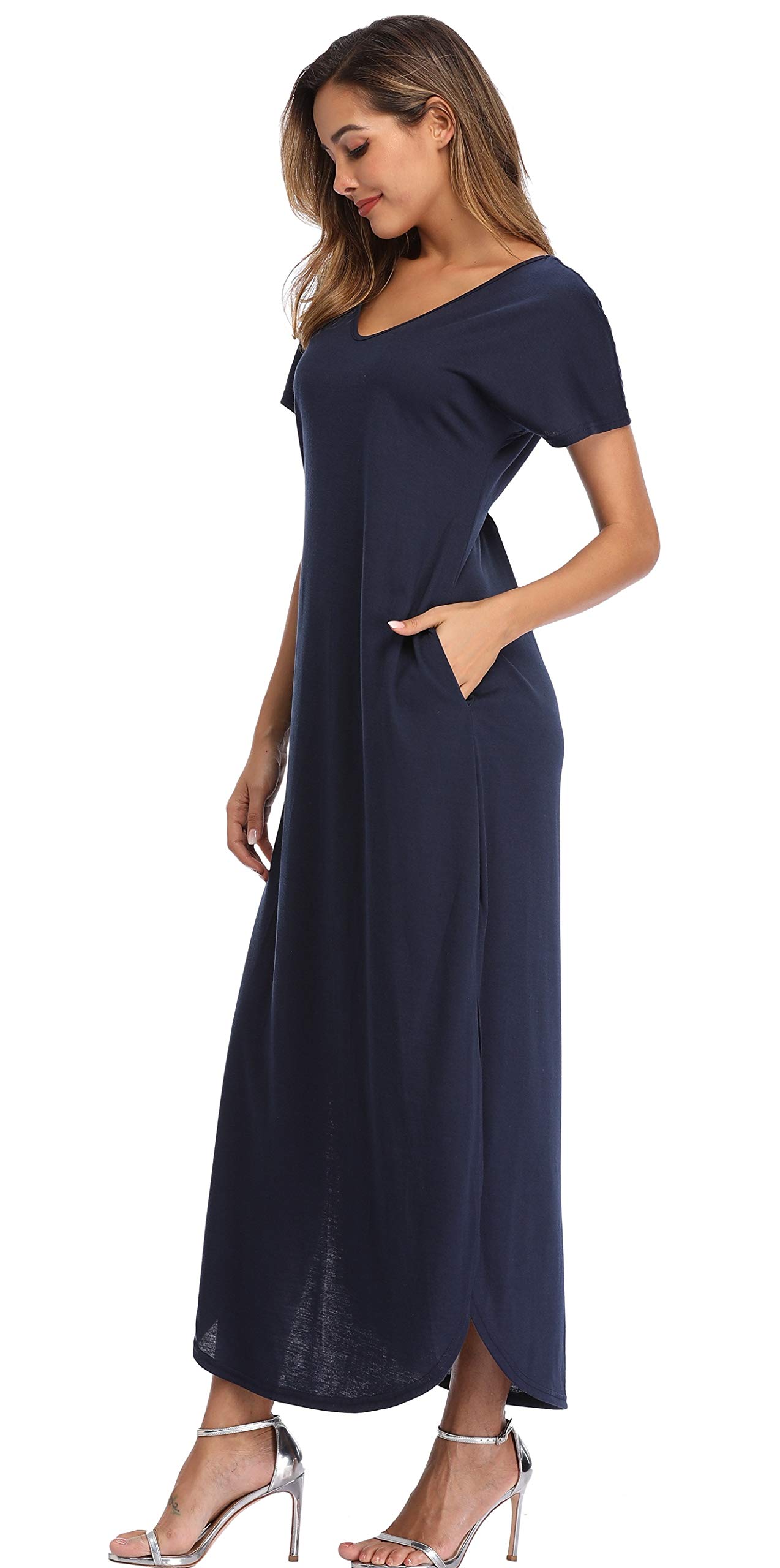 Floral Print Women's Maxi Dress - Long Casual Summer Dress with Pockets for Beach, Party & Vacation | Lightweight Flowy Boho Dress for Outdoor Events, Date Night & Travel
