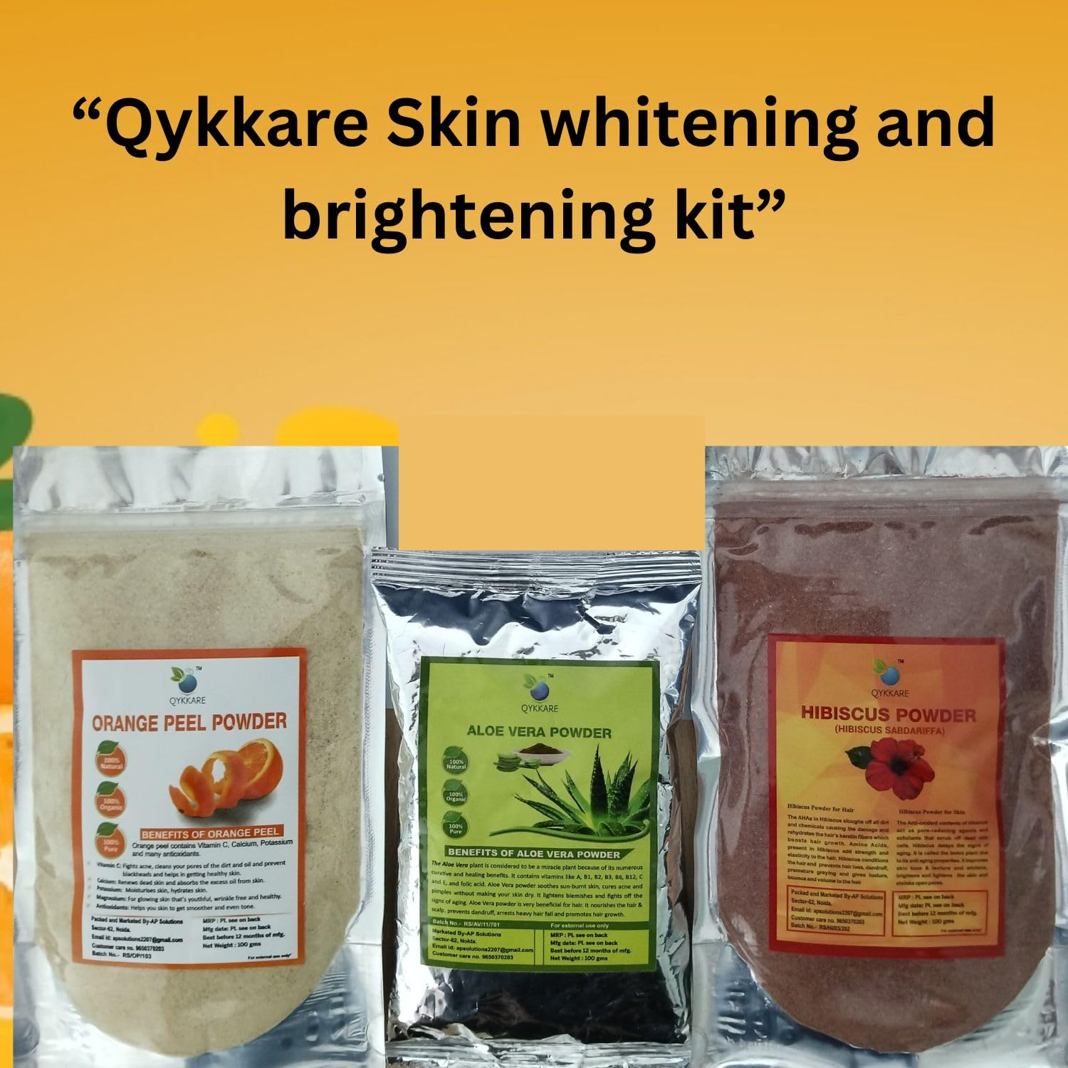 QYKKARE Premium Skin Whitening & Brightening Combo Set of 3 (100g Each, 300g Total) for All Skin Types - Achieve Radiant Glow for Daily Skincare & Special Occasions