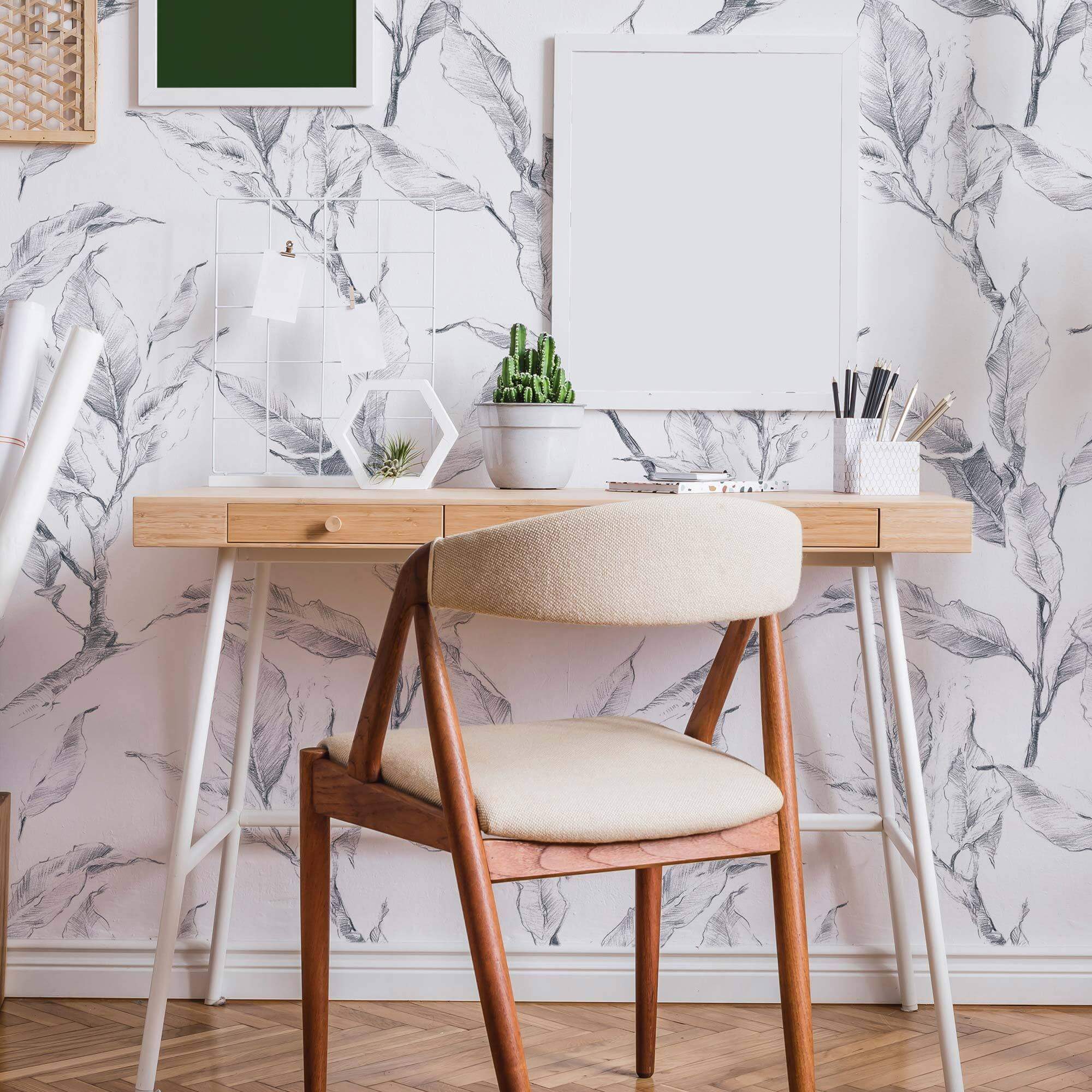 Grey Floral Peel and Stick Removable Wallpaper 4492 - Self-Adhesive Decorative Wall Covering for Bedroom, Living Room & Home Office