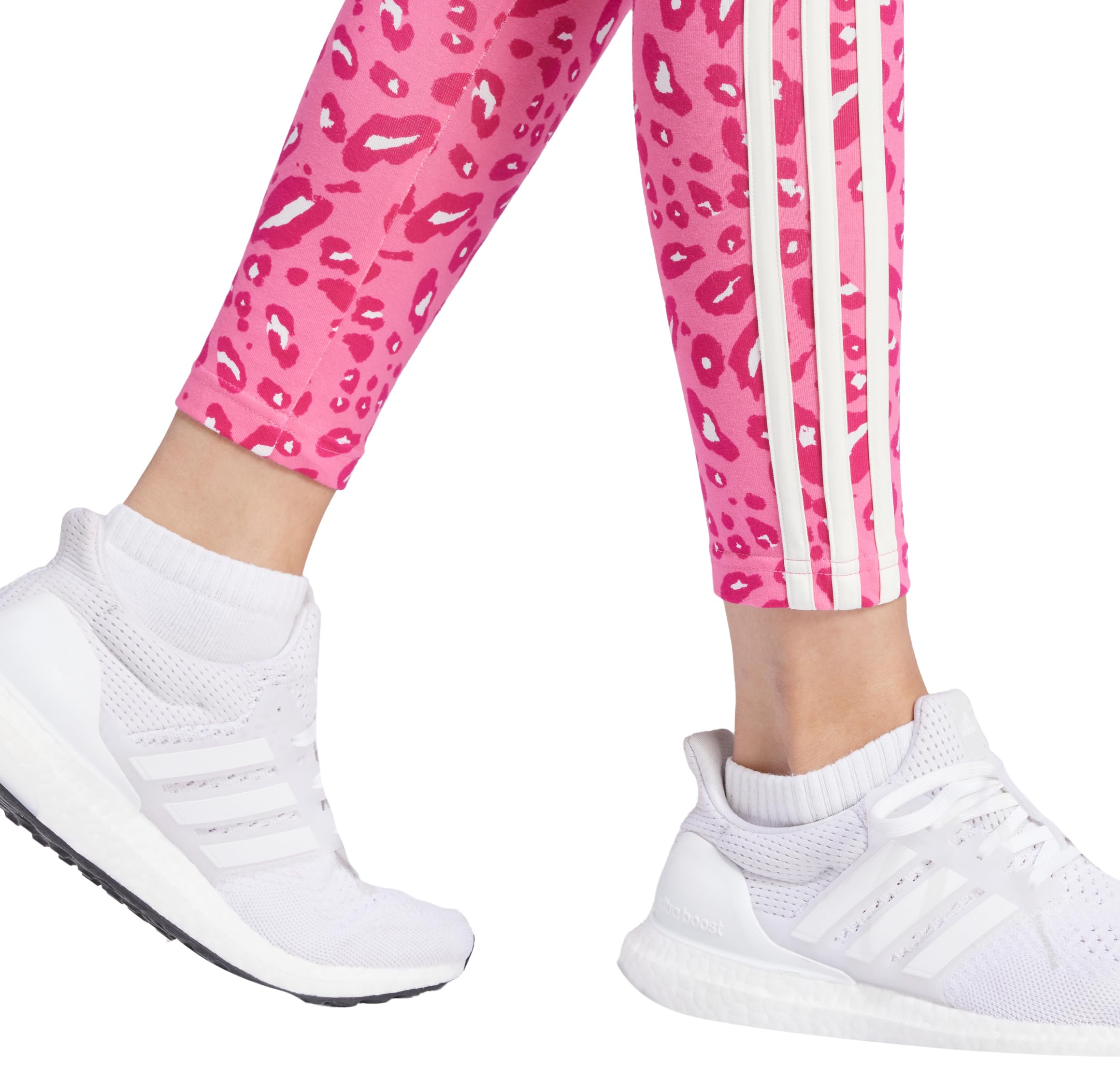 Adidas Essentials 3-Stripes Animal Print Women's Yoga Leggings - High Waisted Workout Pants for Running, Gym & Lounge Wear